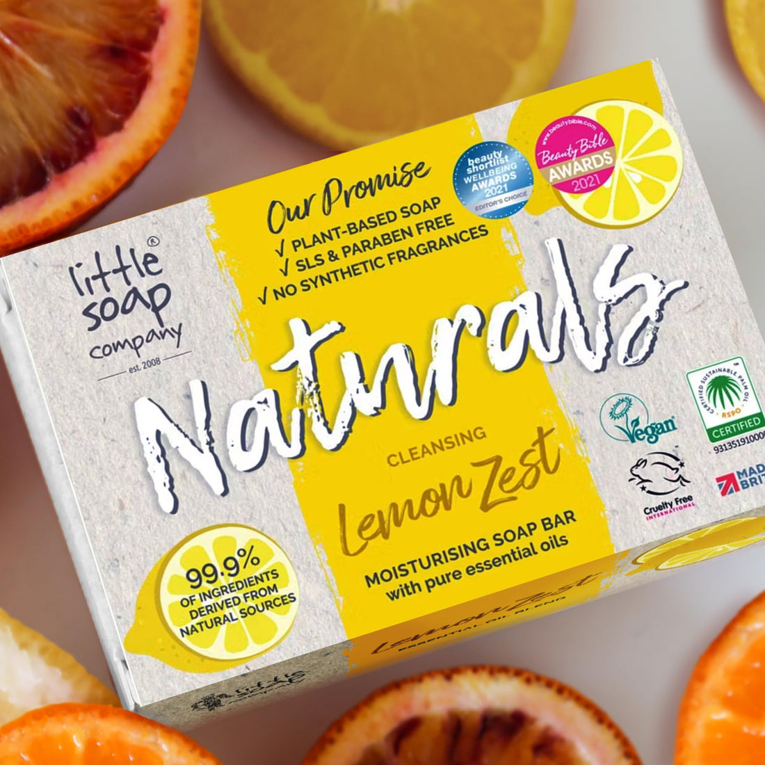 Little Soap Company Natural Range - Citrus & Lavender Soap Bar 100g | Vegan, Cruelty Free & Eco Friendly Body, Face & Hand Soap | Free from SLS & Parabens | Antibacterial with Cleansing Essential Oils Halalzen