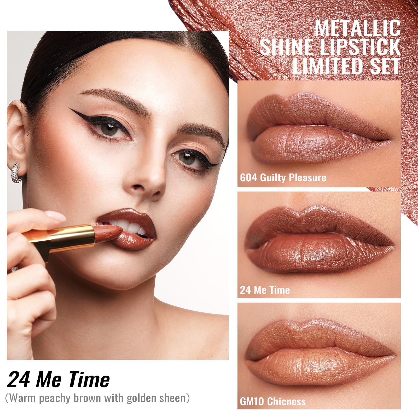 OULAC Metallic Shine Glitter Lipstick, Pink High Impact Lipcolor, Lightweight Soft and Ultra Hydrating, Long Lasting, Vegan & Cruelty-Free, Full-Coverage Lip Color 4.3 g/0.15 HIP & HIPPIE(11) Halalzen