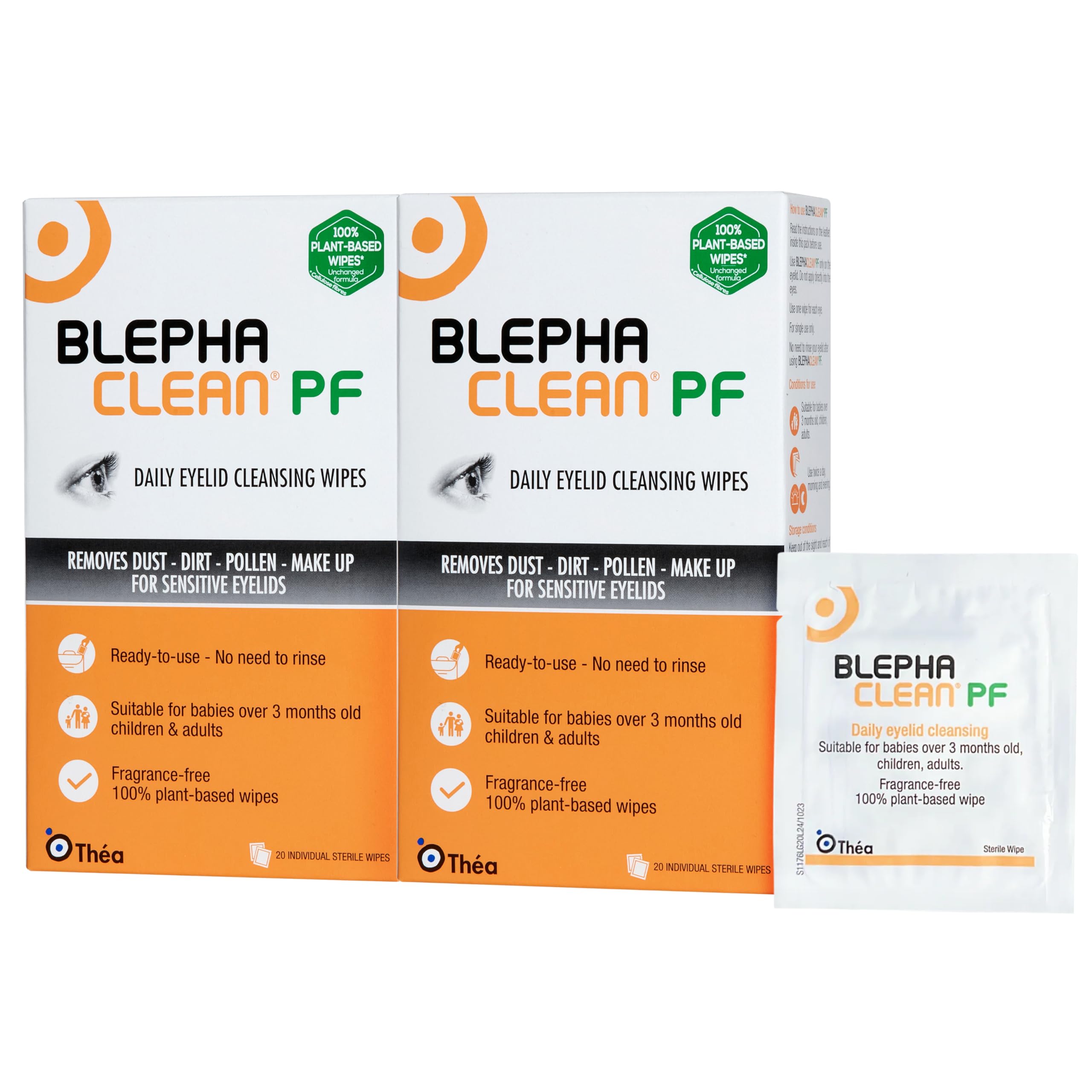 Blephaclean PF Daily Eyelid Wipes - Gentle Cleansing for the eyelids and skin around the eyes, Suitable for Babies (over 3 months old), children & adults, 20 Sterile Plastic-Free Wipes Halalzen