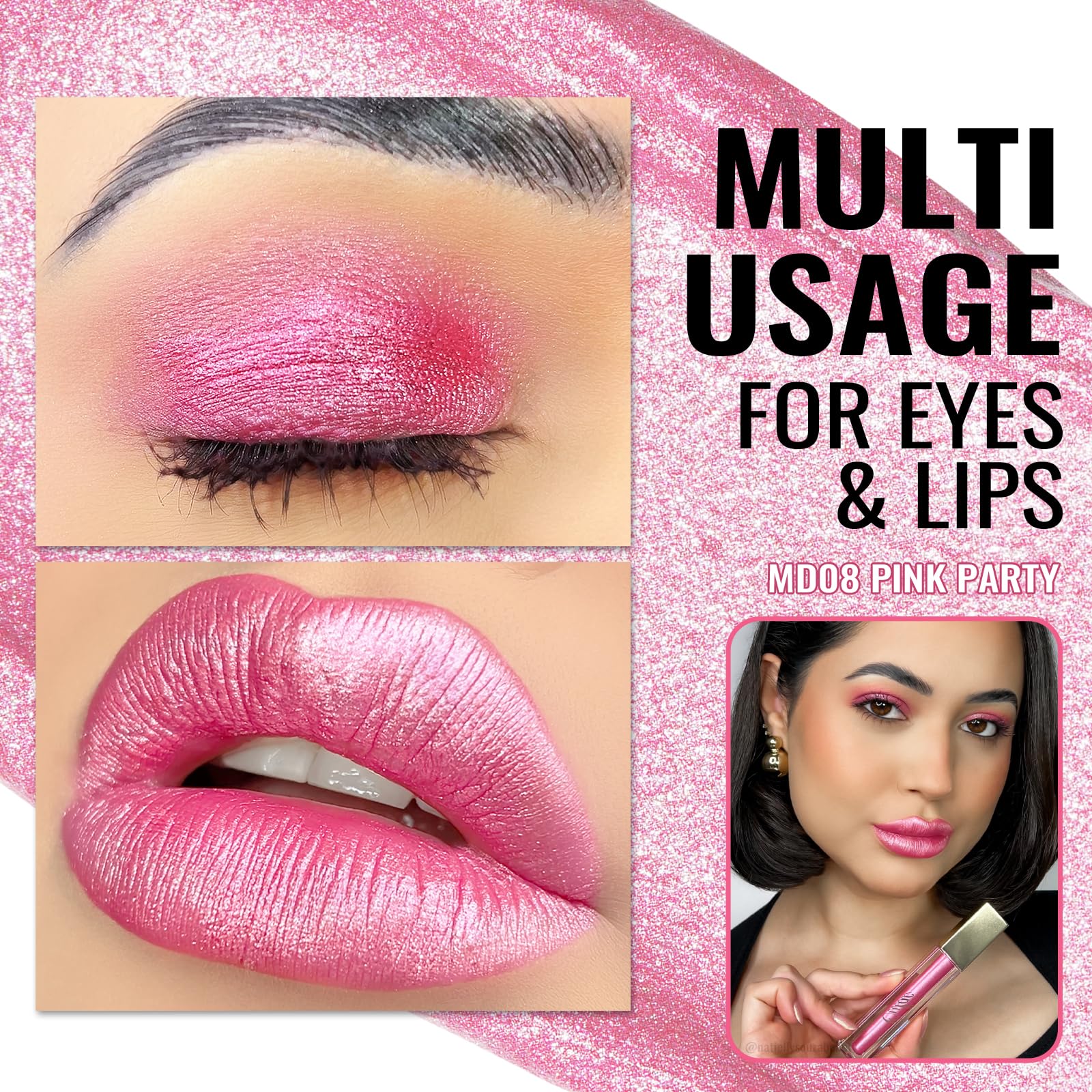 Oulac Metallic Diamond Shine Liquid Lip Gloss - Glitter Glossy for Lip & Eye, Long Lasting 24H + & Waterproof, Lightweight Lip Stain, 3D Metallic Finish, No Transfer, Vegan, 4.5ml,MD05 Loose Control Halalzen