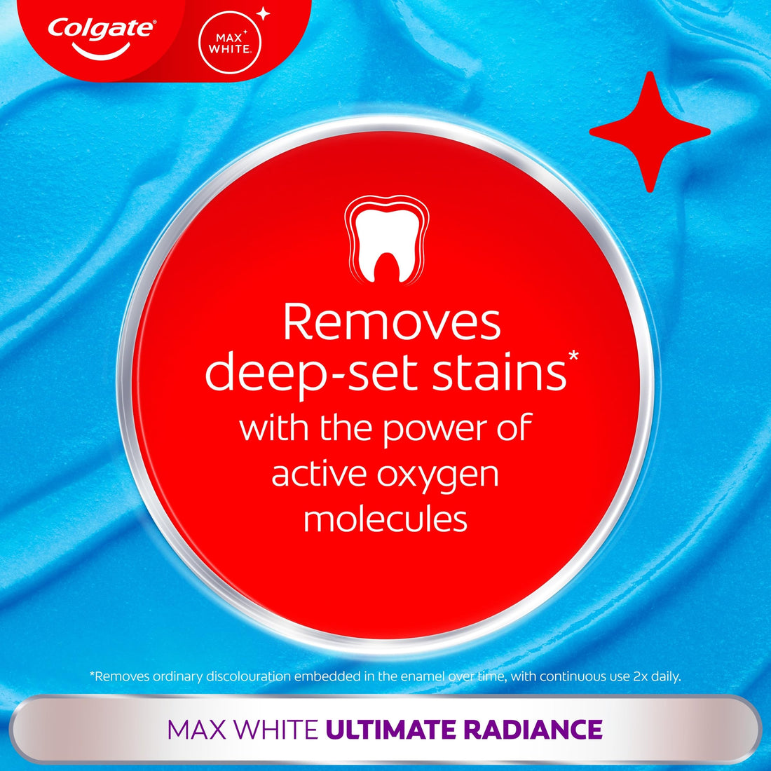 Colgate Max White Ultimate Radiance Whitening Toothpaste 75ml - 10X Whiter Teeth* - Instant Teeth Whitening Toothpaste^ - Deeply* Whitens - Helps Prevent Future Stains - Enamel Safe for Daily Use
