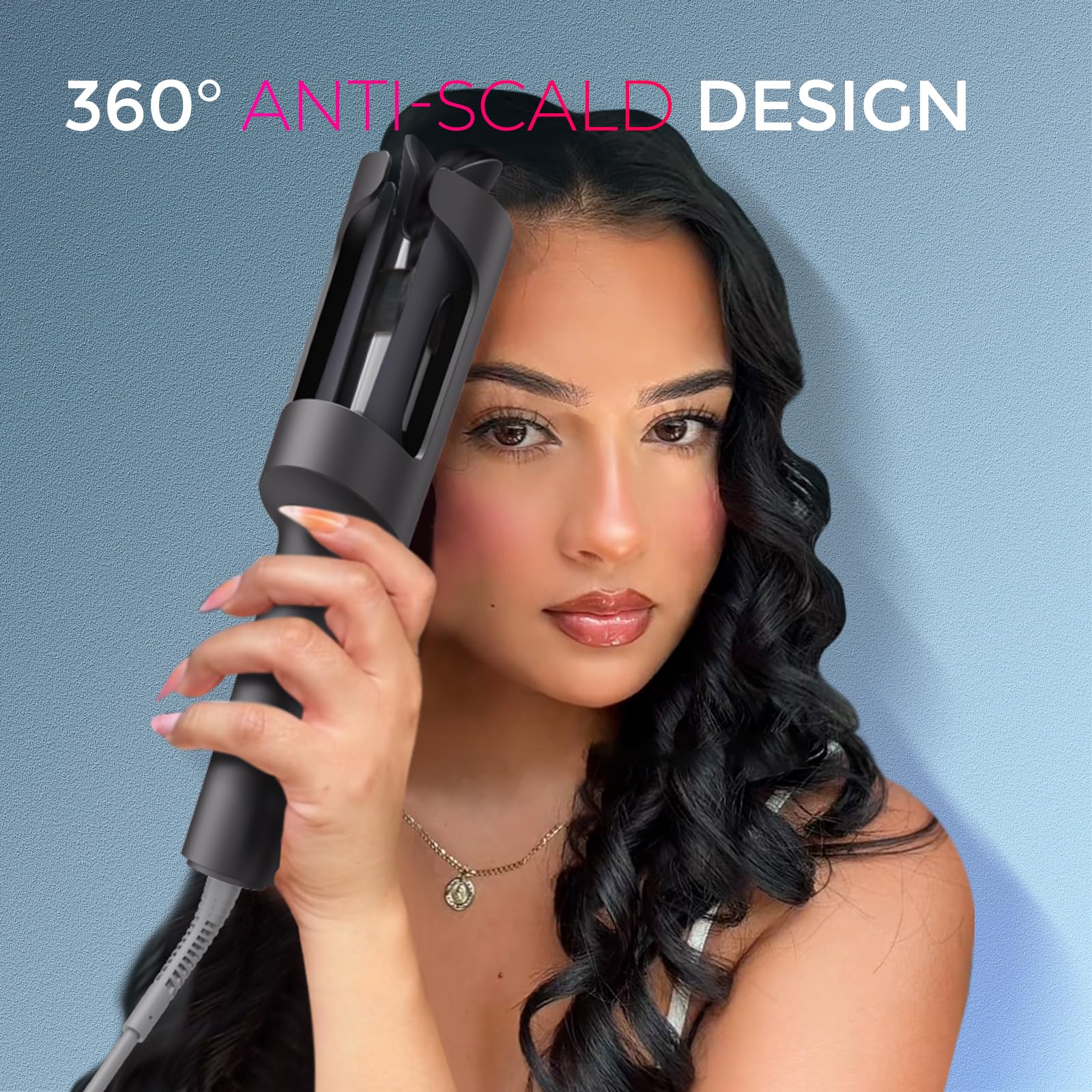 TYMO Hair Curler Automatic Rotating - CURLPRO, Beach Waves Curling Wand, Anti-Scald Curling Iron, Portable 500 Million Ionic, Dual Voltage & Lightweight for Travel, Ceramic Coating, Gray 1.25 inch Halalzen