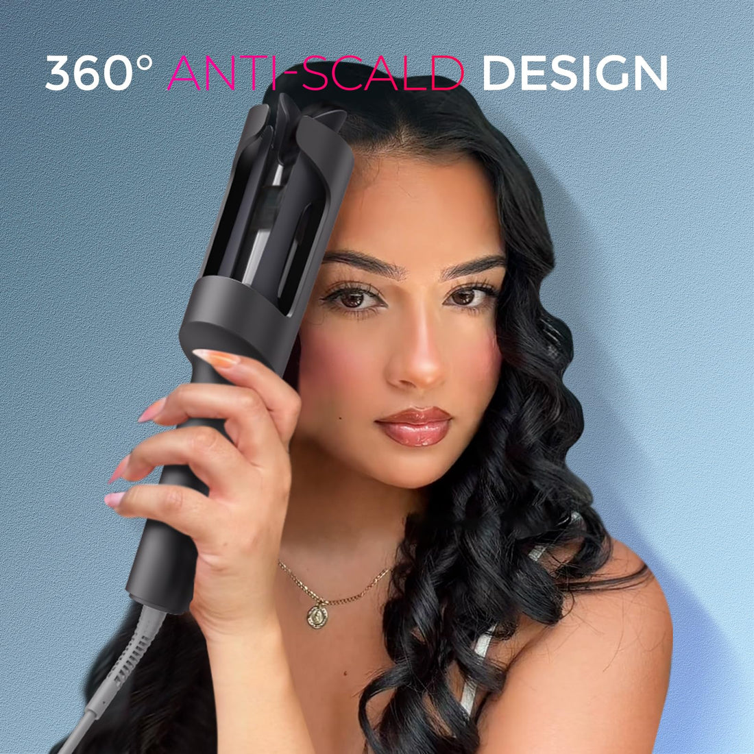 TYMO Hair Curler Automatic Rotating - CURLPRO, Beach Waves Curling Wand, Anti-Scald Curling Iron, Portable 500 Million Ionic, Dual Voltage & Lightweight for Travel, Ceramic Coating, Gray 1.25 inch Halalzen