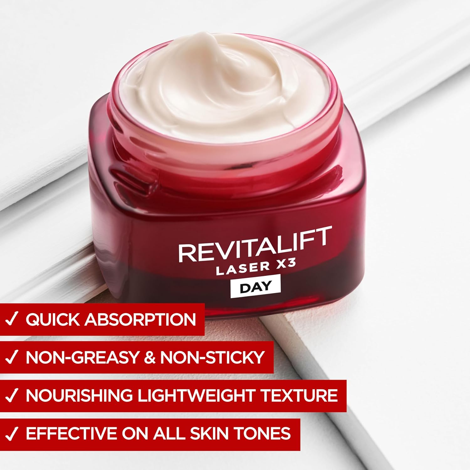 L’Oréal Paris Laser Renew Triple Action Anti-Ageing, Skin Retightening Day Cream, Visibly Reduce Wrinkles & Fine Lines; Moisturises, Firms & Brightens Skin; Retinol, Hyaluronic Acid & Vitamin C, 50ml