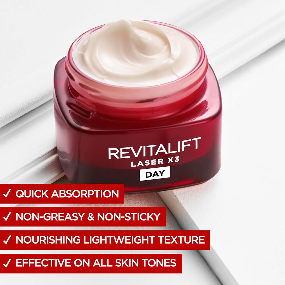 L’Oréal Paris Laser Renew Triple Action Anti-Ageing, Skin Retightening Day Cream, Visibly Reduce Wrinkles & Fine Lines; Moisturises, Firms & Brightens Skin; Retinol, Hyaluronic Acid & Vitamin C, 50ml