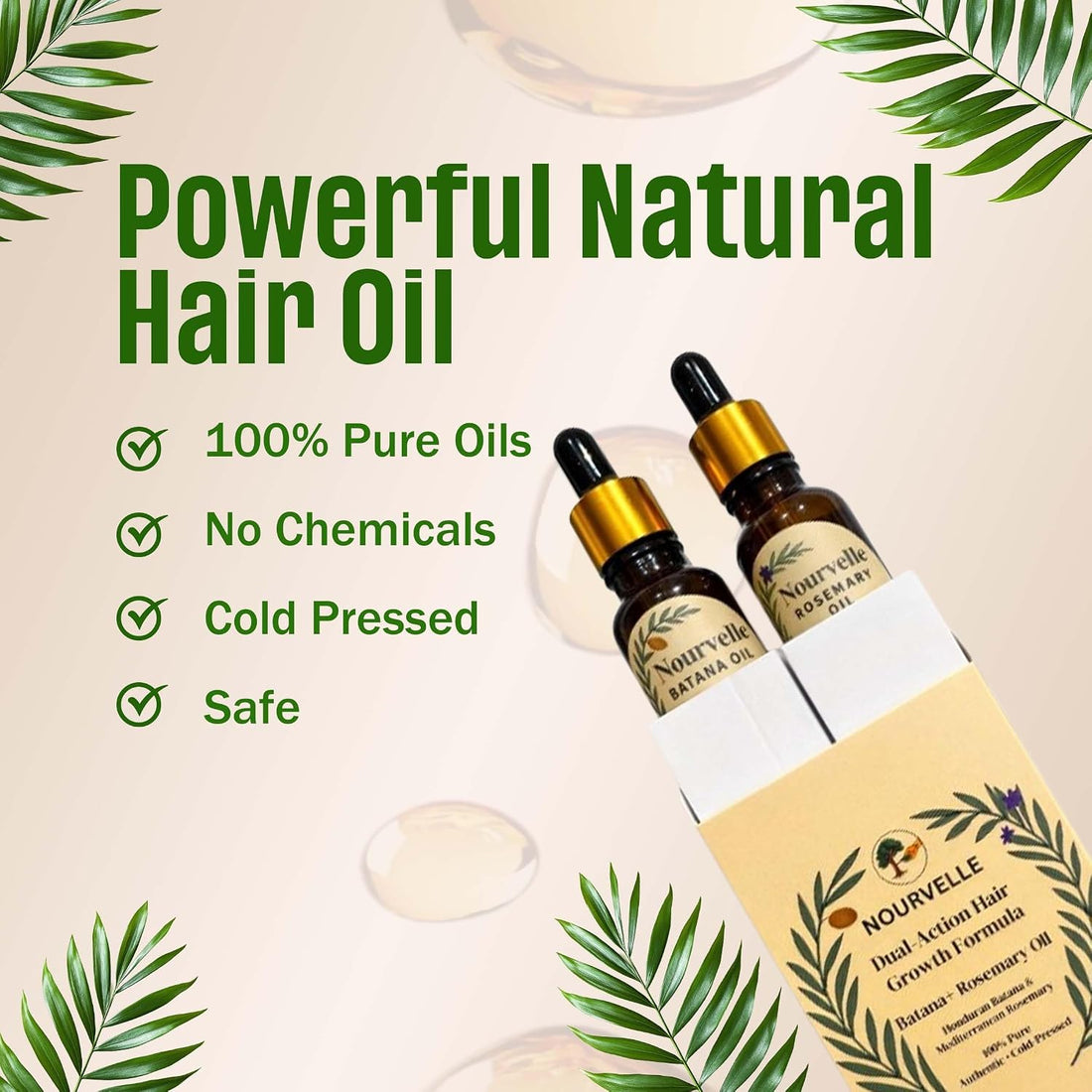 Dual-Action Hair Growth Oil – Batana & Rosemary Oil Duo (20ml x 2) – Cold Pressed Scalp & Follicle Treatment for Thicker, Stronger Hair