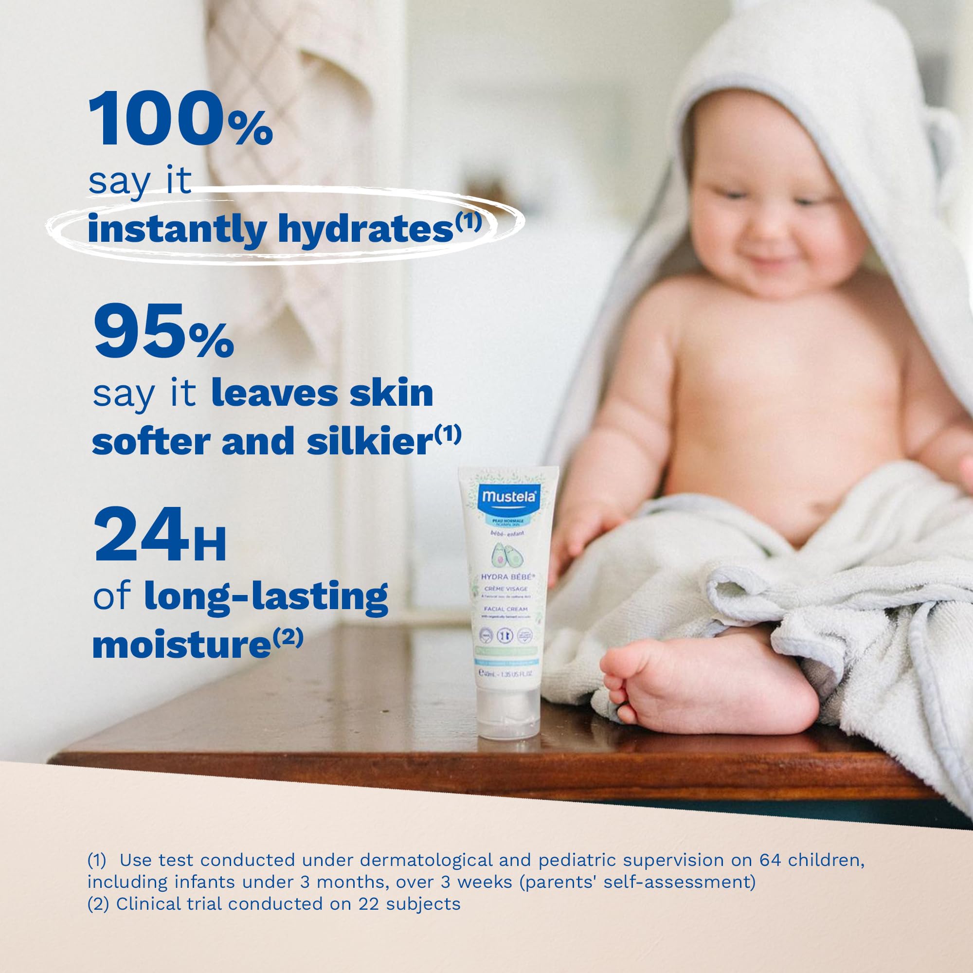 Mustela Hydra Bebe Face Cream – Daily Baby Moisturizer with Natural Avocado, Jojoba Oil & Shea Butter - 1.35 fl. oz. - Packaging may vary Halalzen