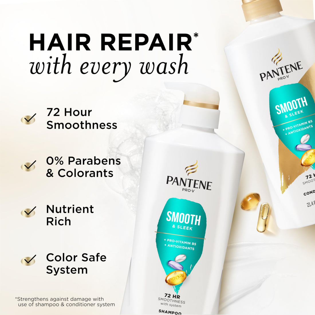 Pantene Shampoo & Conditioner Set, Daily Moisture Renewal - Pro-V Nutrients for Dry, Color-Treated, Straight to Curly Hair, 72-Hour Hydration & Softness, 52.8 Oz Total + Miracle Rescue Shot (0.5 Oz) Halalzen