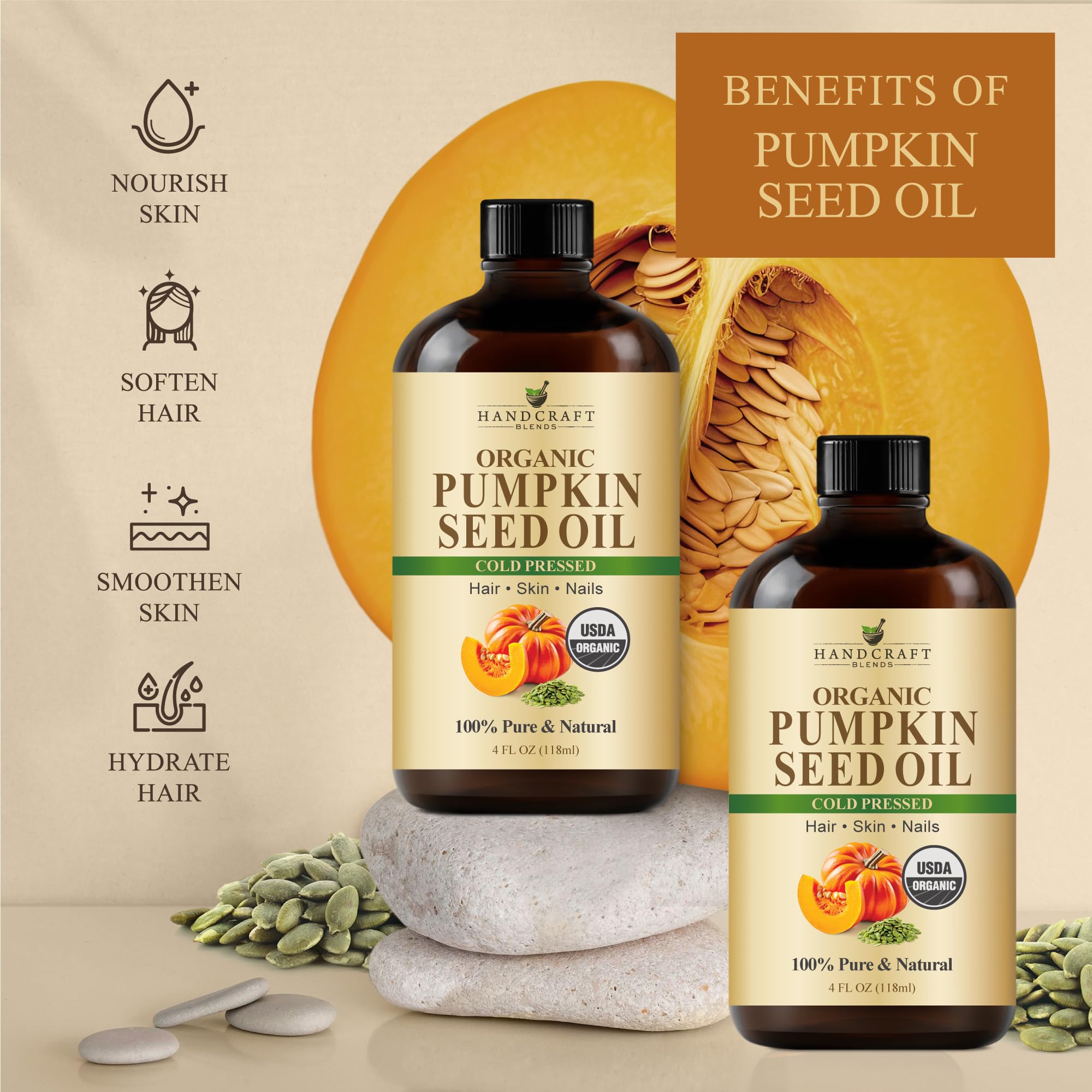 Handcraft Blends Castor Oil with Rosemary and Peppermint Oil 118 ml | 100% Pure and Natural | Premium Grade Carrier Oil | Hair, Eyelashes and Eyebrows | Hair and Body