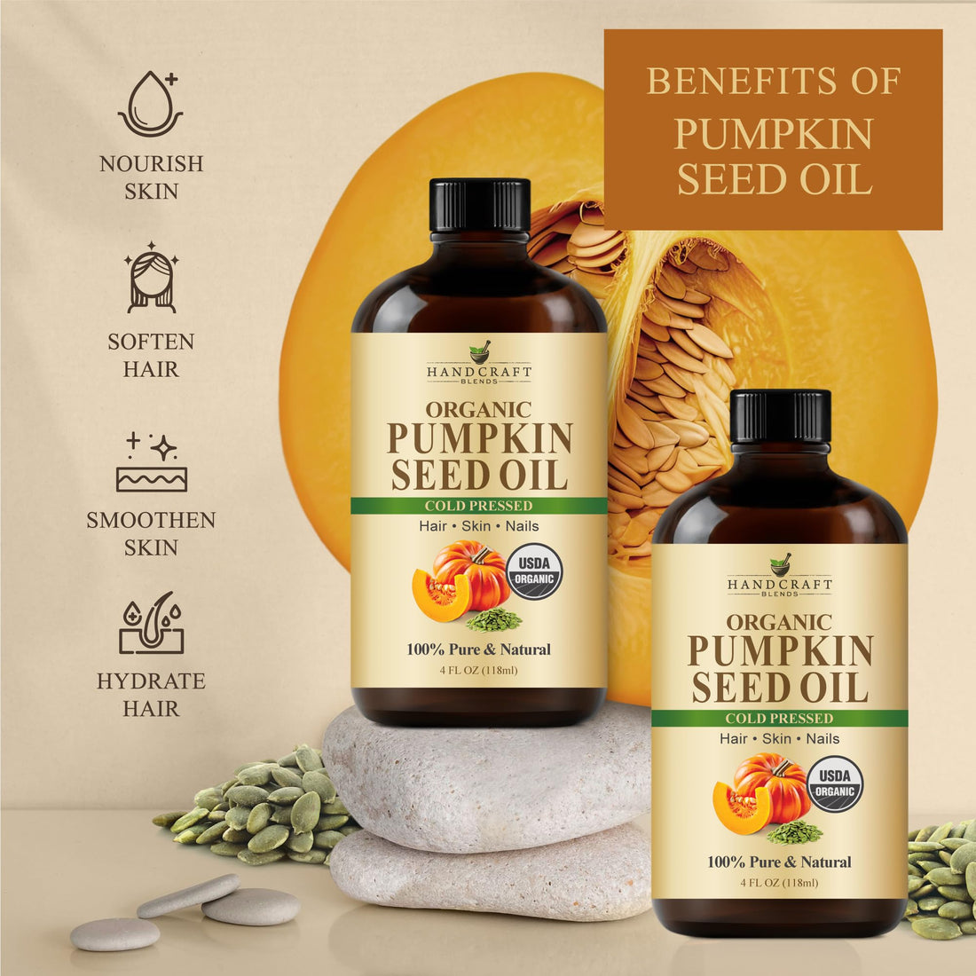 Handcraft Blends Castor Oil with Rosemary and Peppermint Oil 118 ml | 100% Pure and Natural | Premium Grade Carrier Oil | Hair, Eyelashes and Eyebrows | Hair and Body