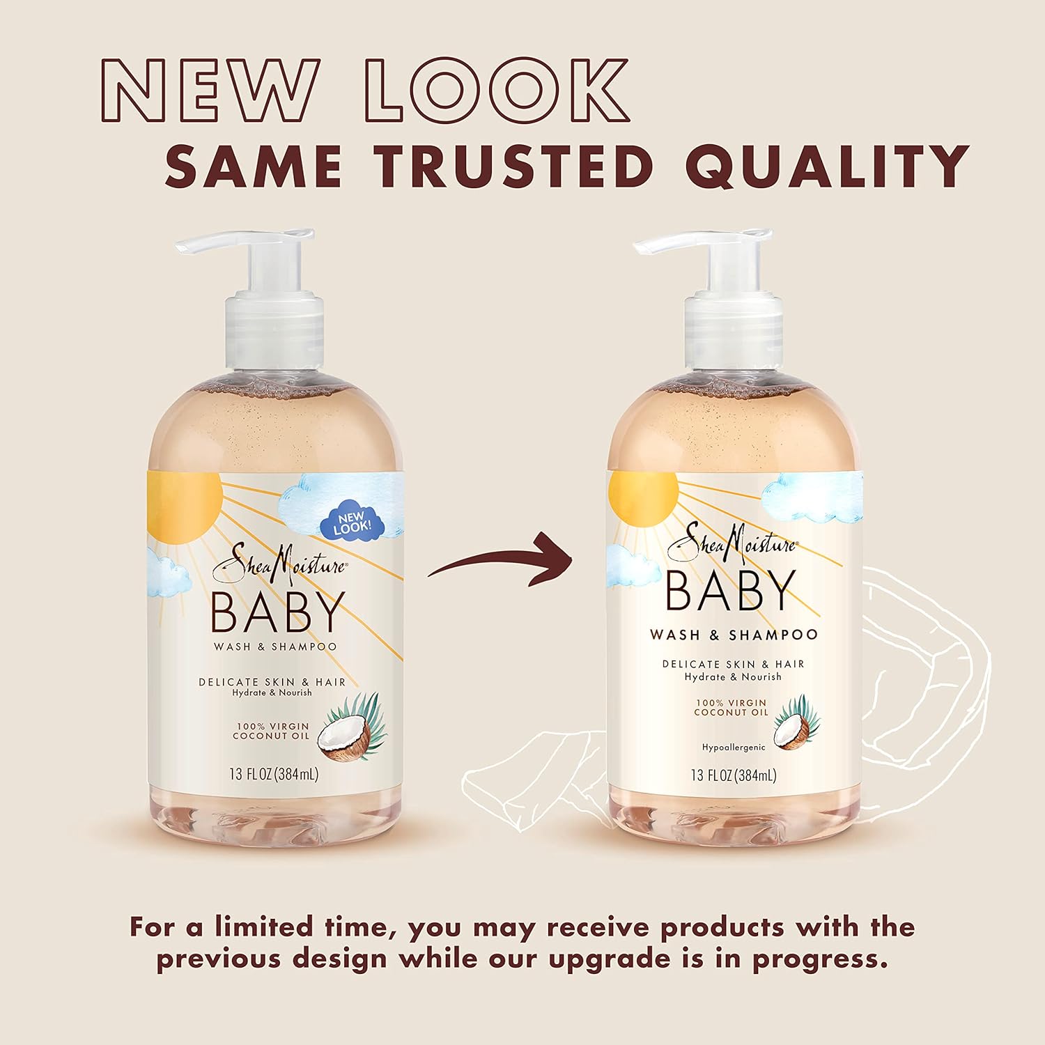 100 Percent Virgin Coconut Oil Baby Wash and Shampoo by Shea Moisture for Kids - 13 oz Body Wash