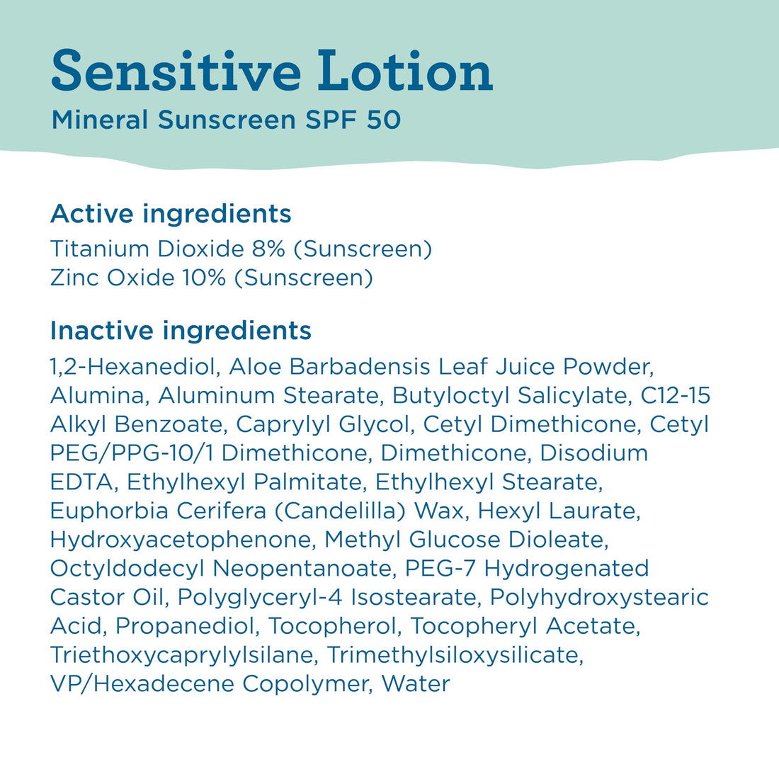 Blue Lizard Sensitive Mineral SPF 50 Sunscreen Lotion, 100% Mineral Sunscreen, UVA/UVB Protection, Infused with organic Aloe Vera, Soothes and Hydrates, 5 fl oz Halalzen
