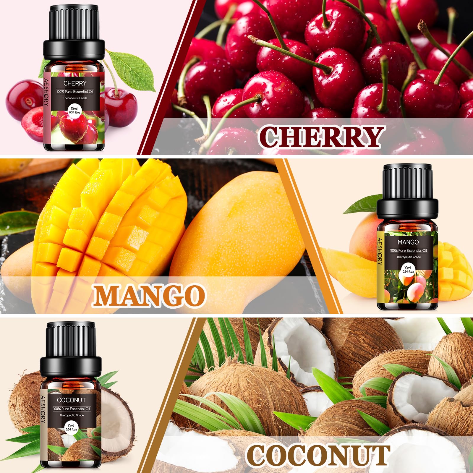 AESHORY 6 x 10ml Hotel Essential Oils Set, Premium Luxury Aroma Oil Scented Oil for Diffuser for Home, Humidifier, Candle Making, Air Freshening