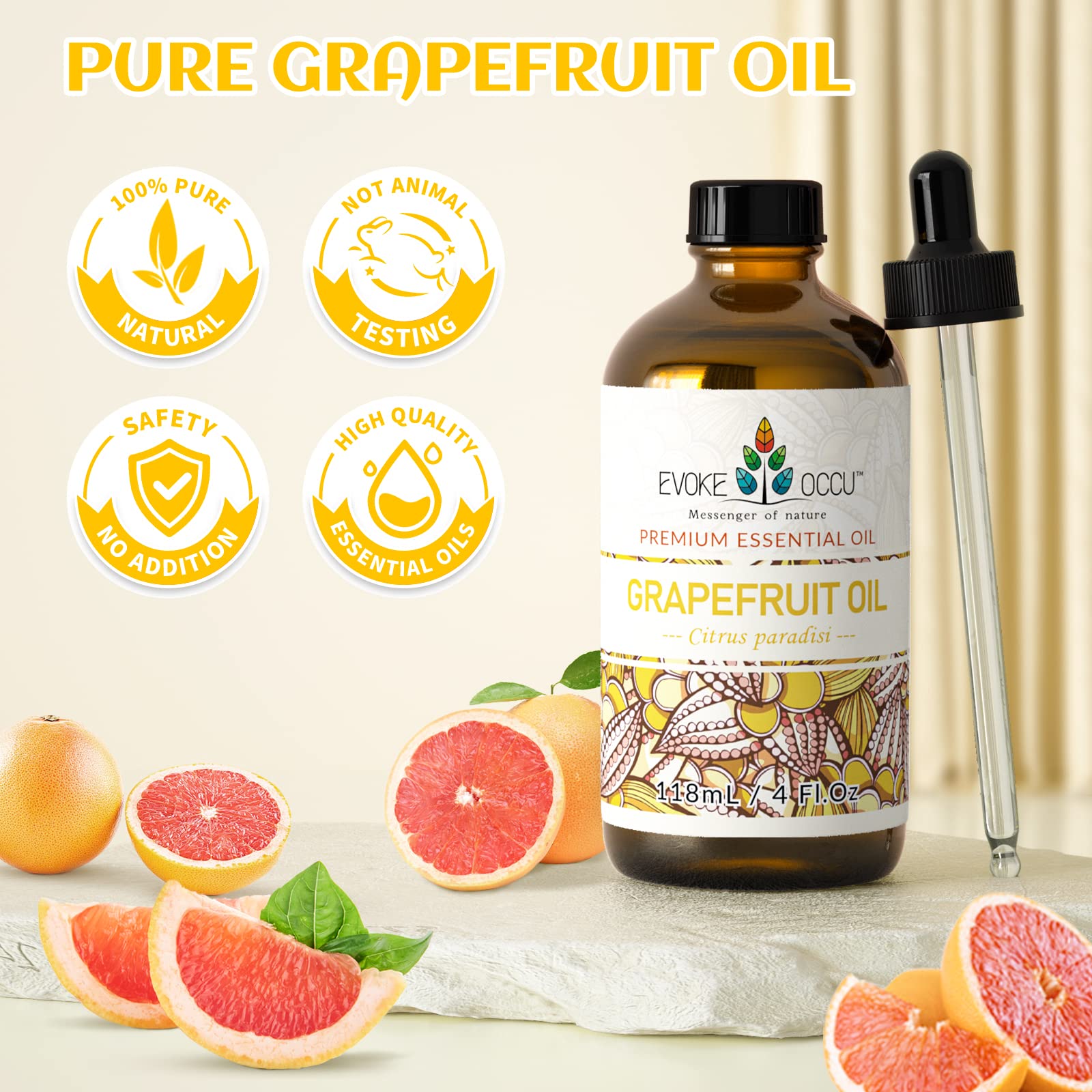 EVOKE OCCU Jasmine Essential Oil 118ml, Pure Jasmine Oil for Aromatherapy Diffuser Candle Soap Making- 4 FL Oz