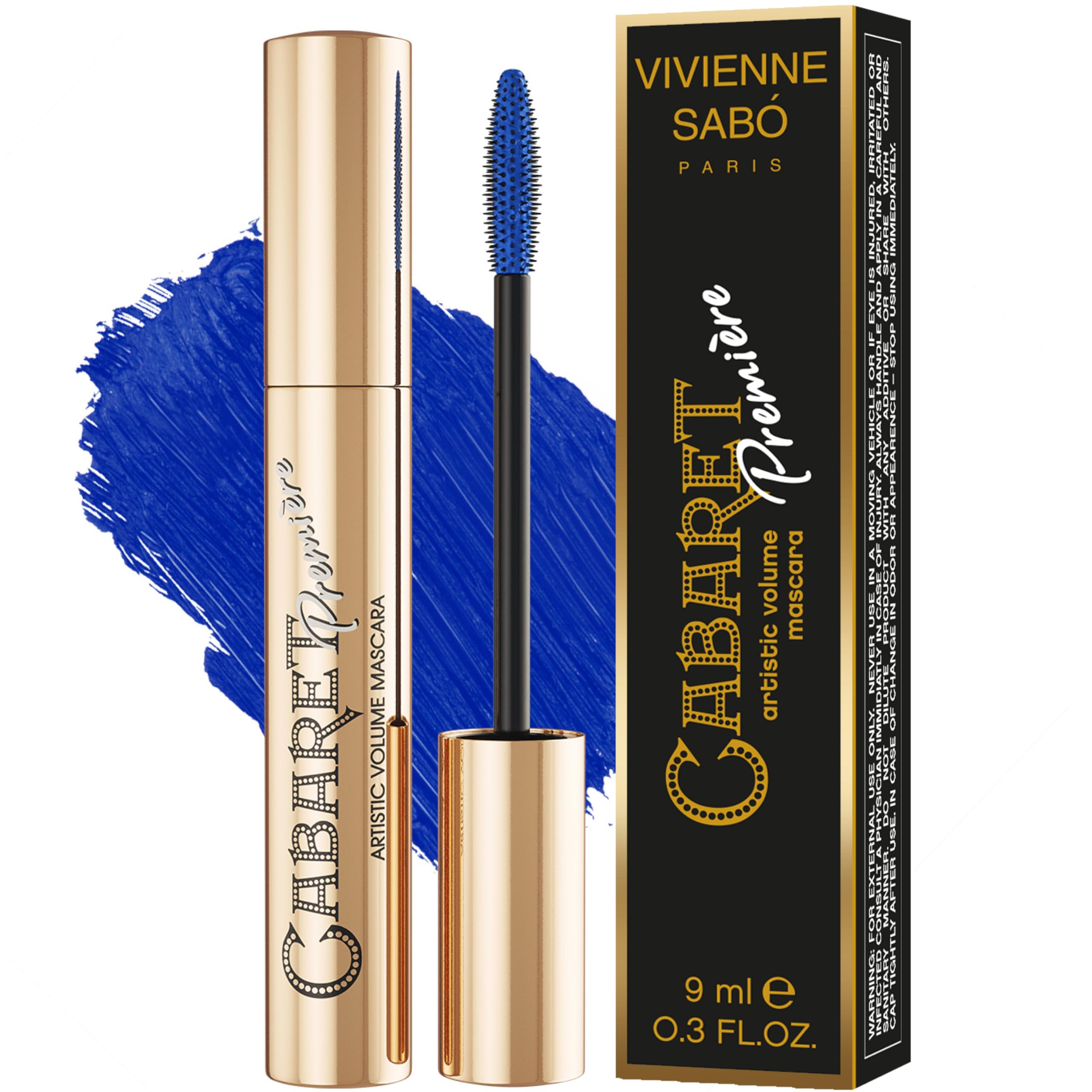 Vivienne Sabó Cabaret Premiere Black Mascara, Volume and Length, Defining, Curling, No Flaking, No Clumping, Smudge Proof, Washable, Cruelty-Free, Made in Europe, (01 Black), 0.3 Fl Oz, 1 Pack