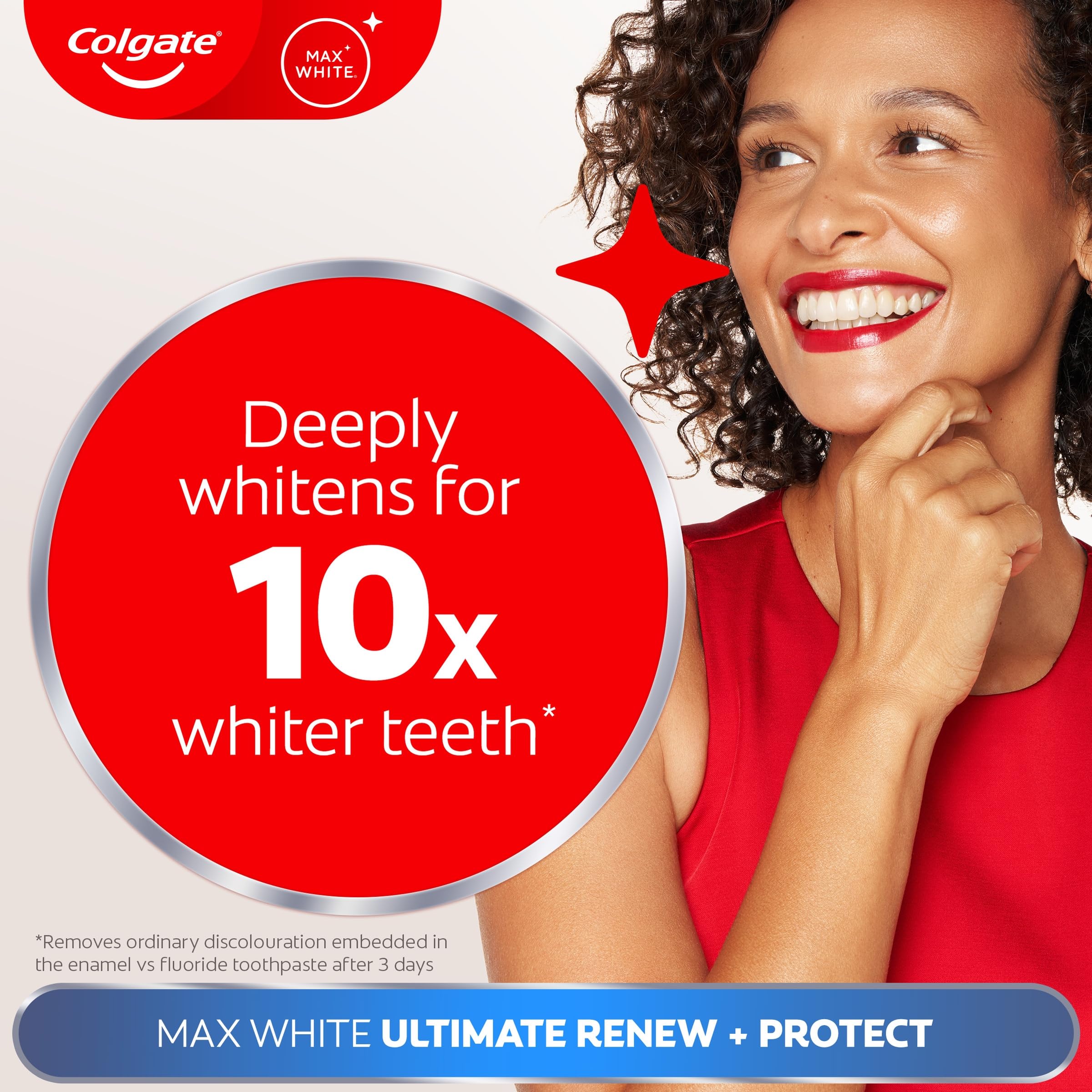 Colgate Max White Ultimate Radiance Whitening Toothpaste 75ml - 10X Whiter Teeth* - Instant Teeth Whitening Toothpaste^ - Deeply* Whitens - Helps Prevent Future Stains - Enamel Safe for Daily Use