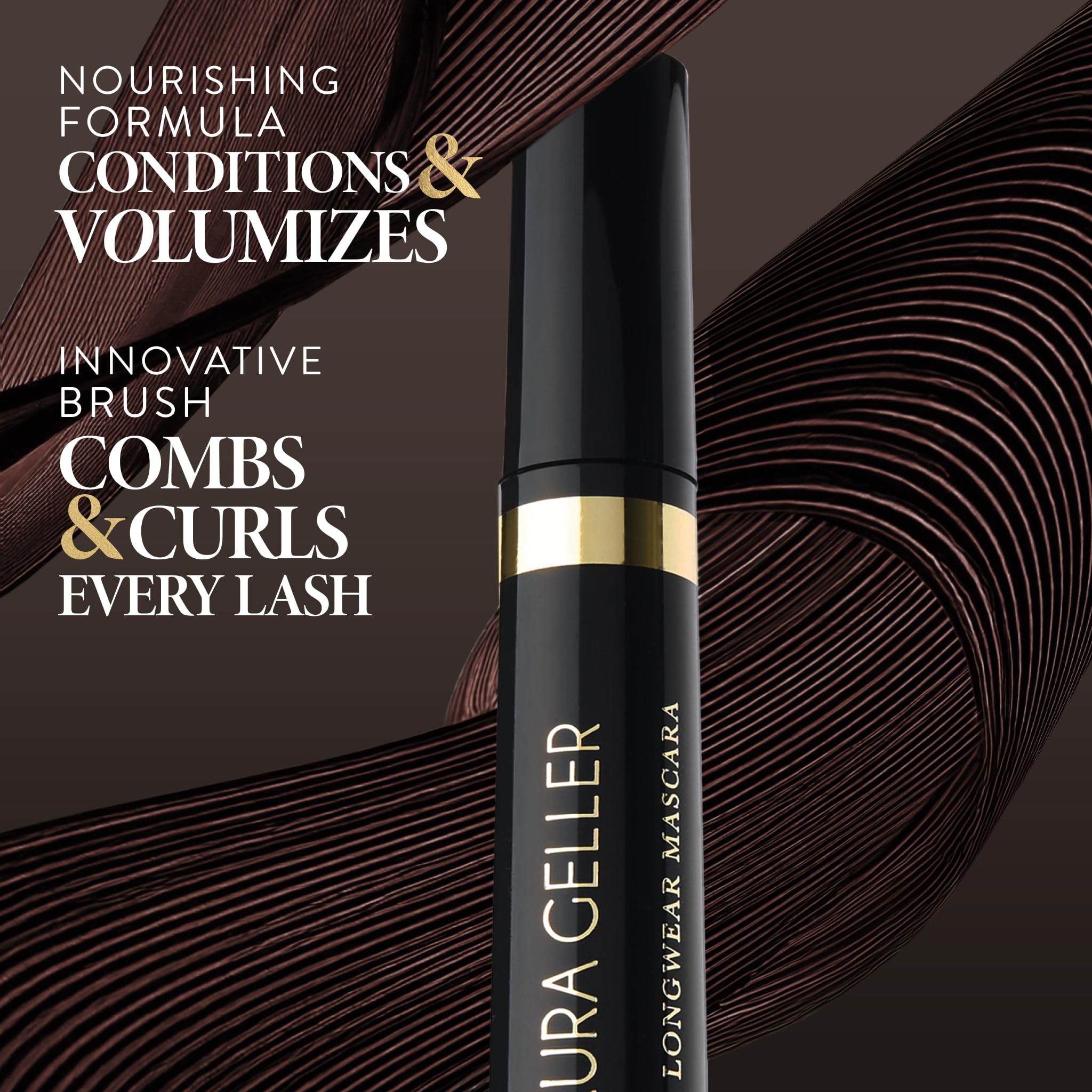 LAURA GELLER NEW YORK Kajal Longwear Mascara – Black – Volumizing, Lengthening, & Defining Mascara - Smudge‑Proof & Flake‑Proof Wear, Buildable Formula