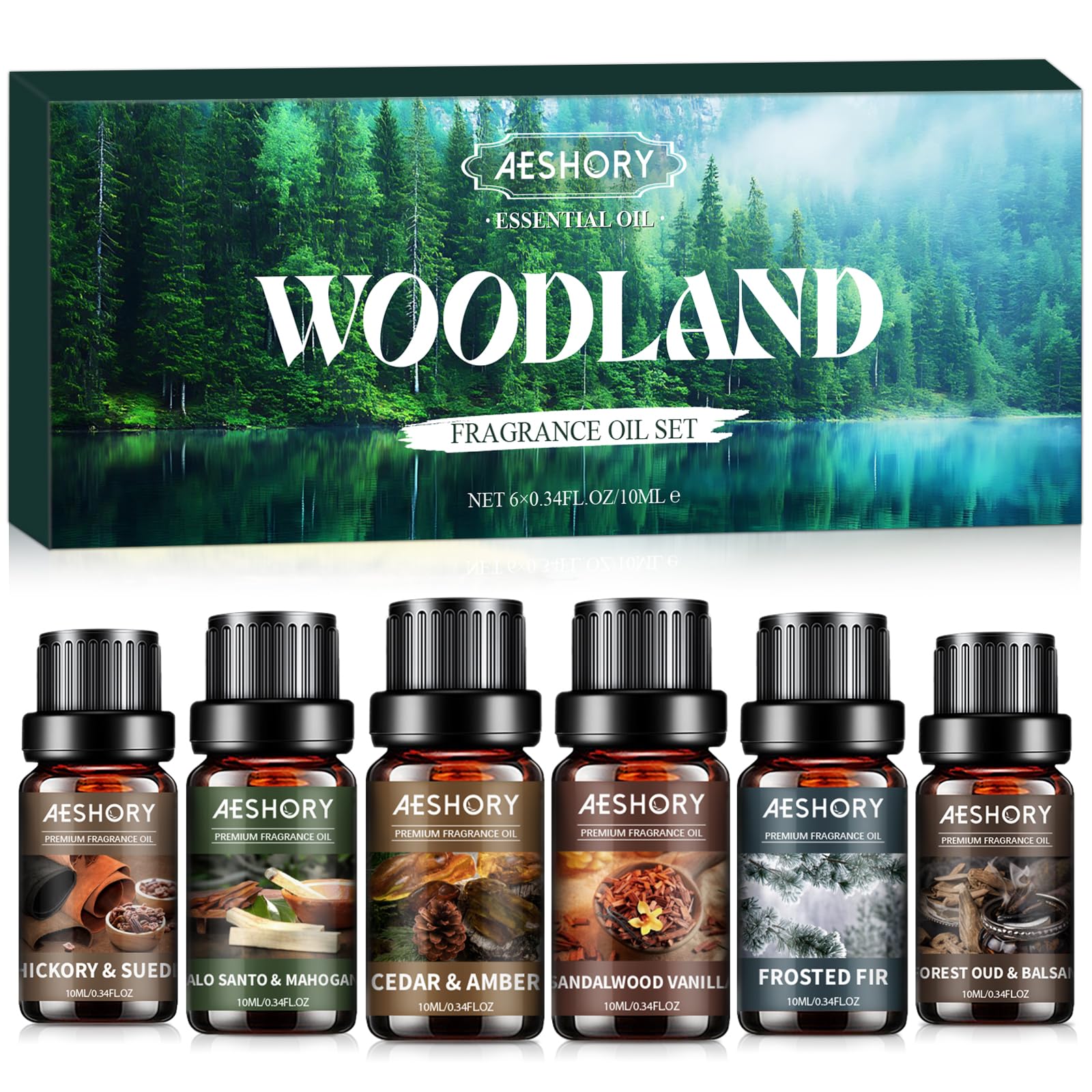 AESHORY 6 x 10ml Hotel Essential Oils Set, Premium Luxury Aroma Oil Scented Oil for Diffuser for Home, Humidifier, Candle Making, Air Freshening