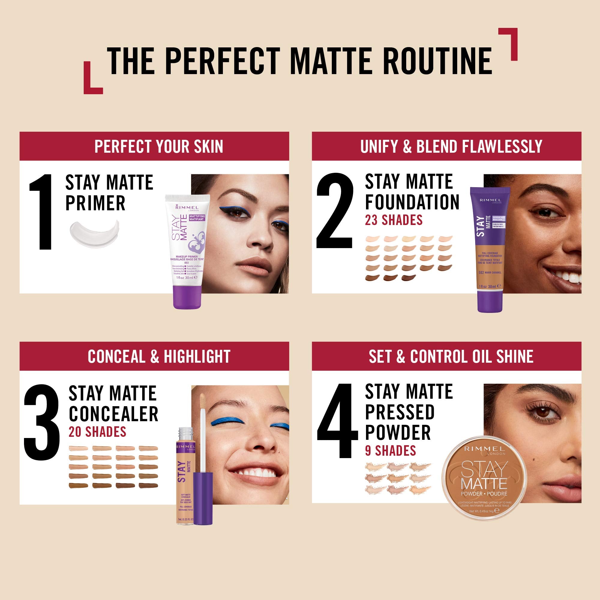 Rimmel London Stay Matte Liquid Mousse Foundation, Good Coverage and Oil-Free Formula, Soft Beige, 30 ml Halalzen
