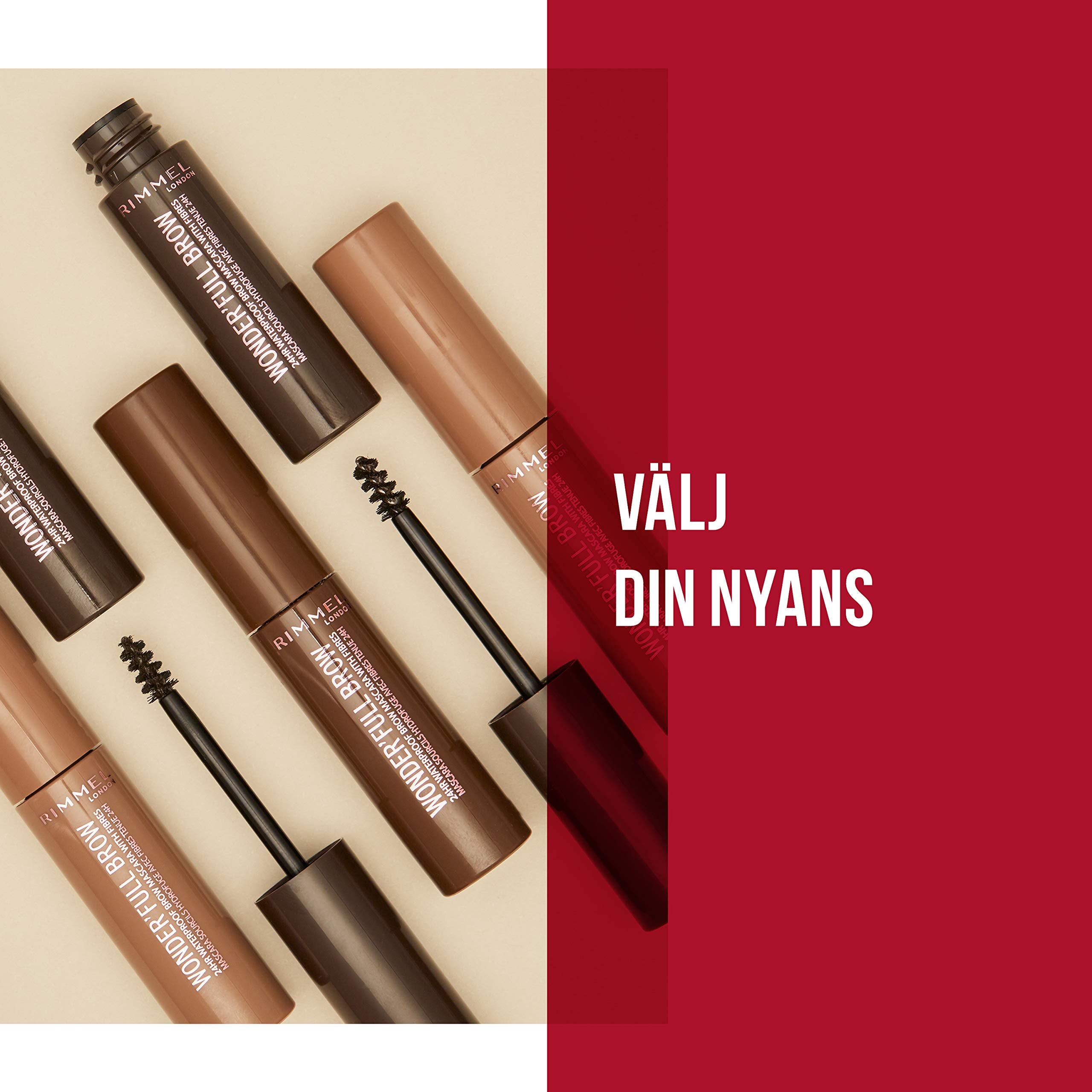 Rimmel London Wonderâ€™Full Brow 24HR Waterproof Brow Gel, with Fibres for Plump Thick Brows, Dark, 4.5 ml (Pack of 1)