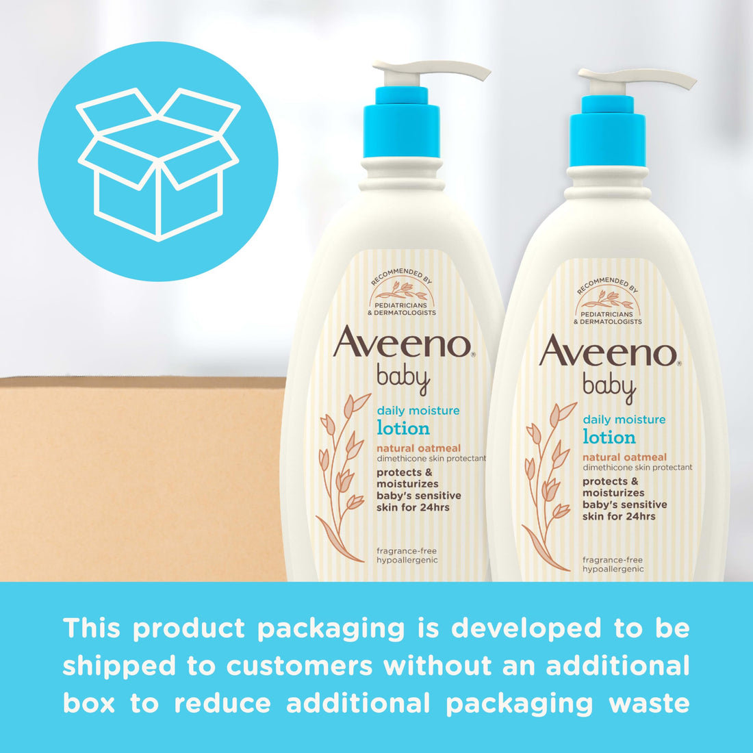 Aveeno Baby Daily Moisture Body Lotion for Sensitive Skin, Hypoallergenic Moisturizing Baby Lotion with Nourishing Oatmeal to Deeply Moisturize Baby's Skin, Fragrance-Free, 18 fl. oz Halalzen