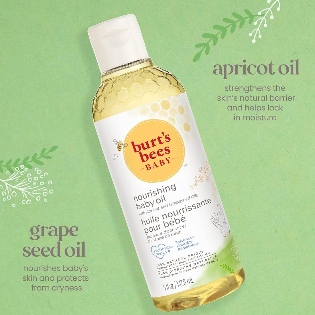 Burt's Bees Baby Nourishing Baby Oil, 100% Natural Origin Skin Care - 5 Ounce Bottle Halalzen