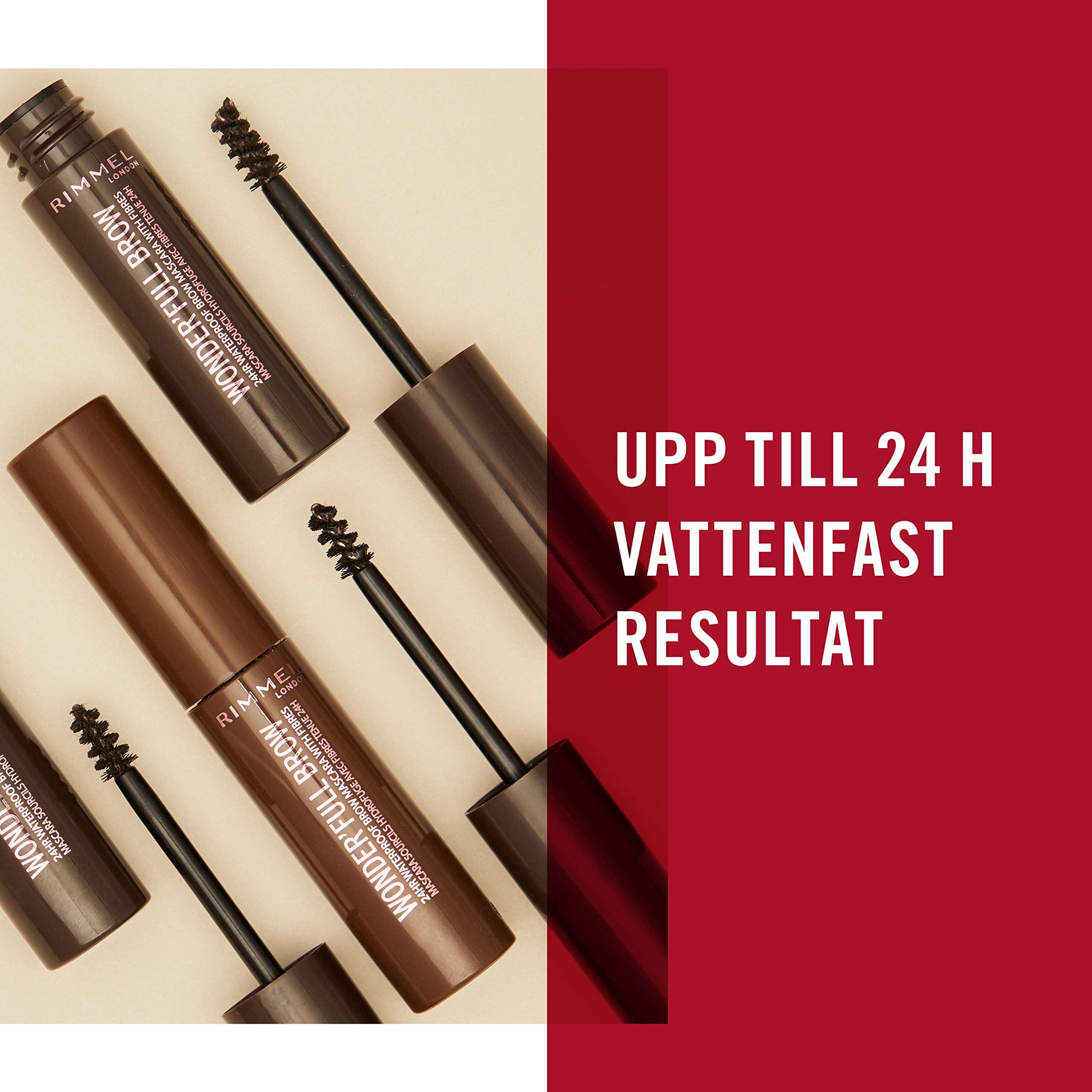 Rimmel London Wonderâ€™Full Brow 24HR Waterproof Brow Gel, with Fibres for Plump Thick Brows, Dark, 4.5 ml (Pack of 1)