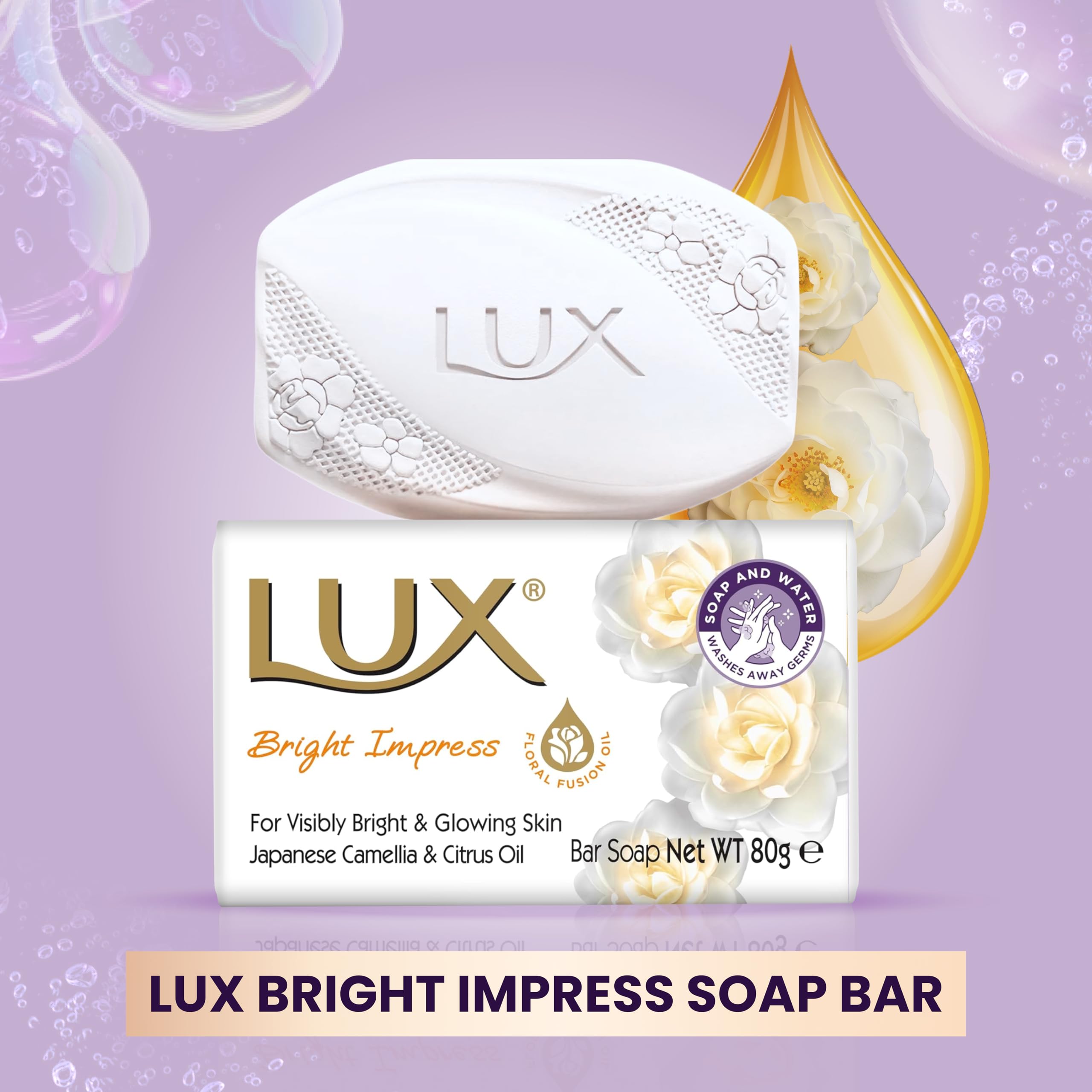 LUX Velvet Touch Soap Bar, Jasmine & Almond Oil, For Smooth Fragrant Skin, 80g (12 Pack) Halalzen