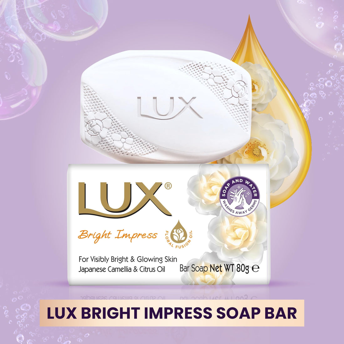 LUX Velvet Touch Soap Bar, Jasmine & Almond Oil, For Smooth Fragrant Skin, 80g (12 Pack) Halalzen
