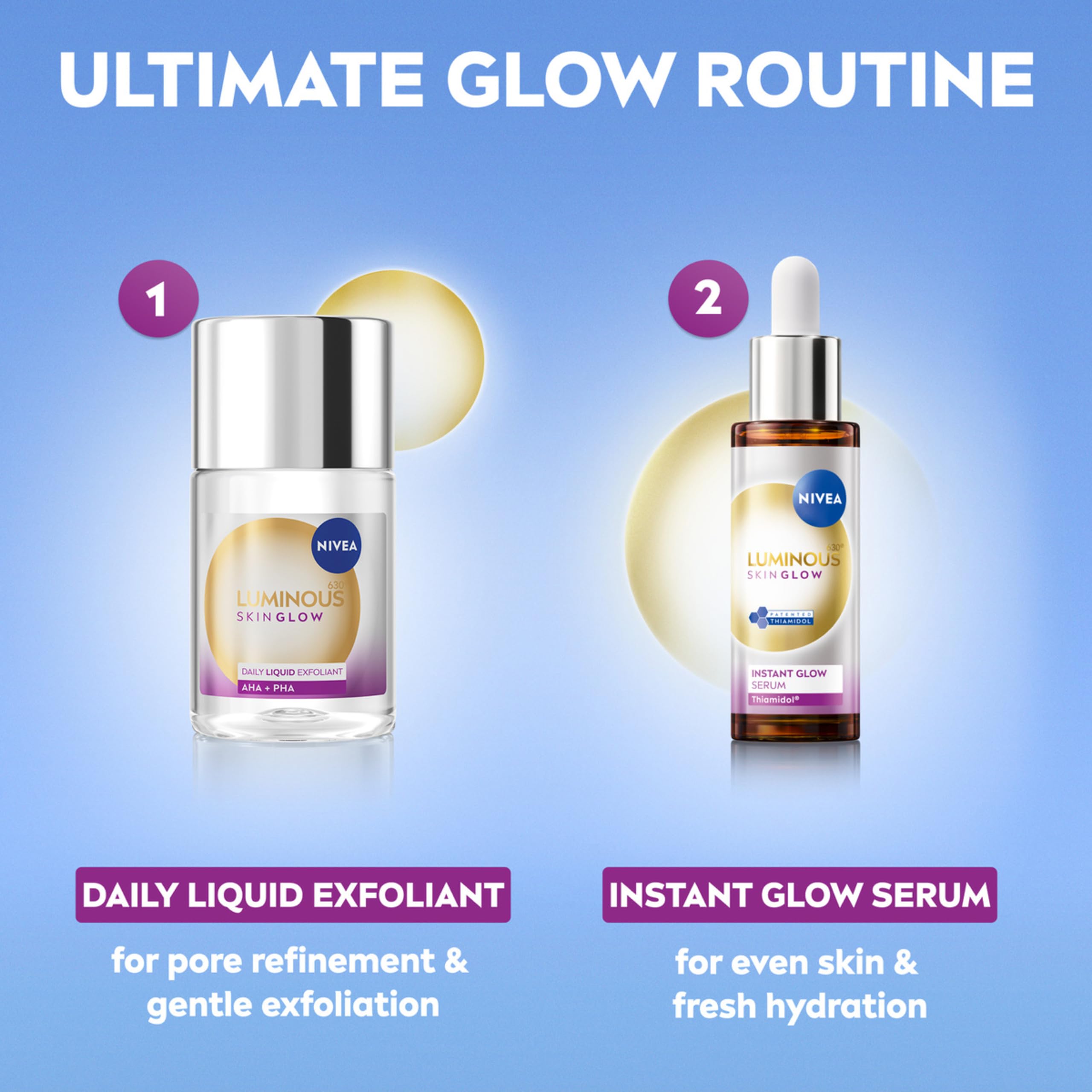 NIVEA Luminous 630 Even Glow Serum with Thiamidol 30ml, Serum for Face with Niacinamide and Aloe Vera, Refines Pores and Hydrates for Clear, Glowing Skin