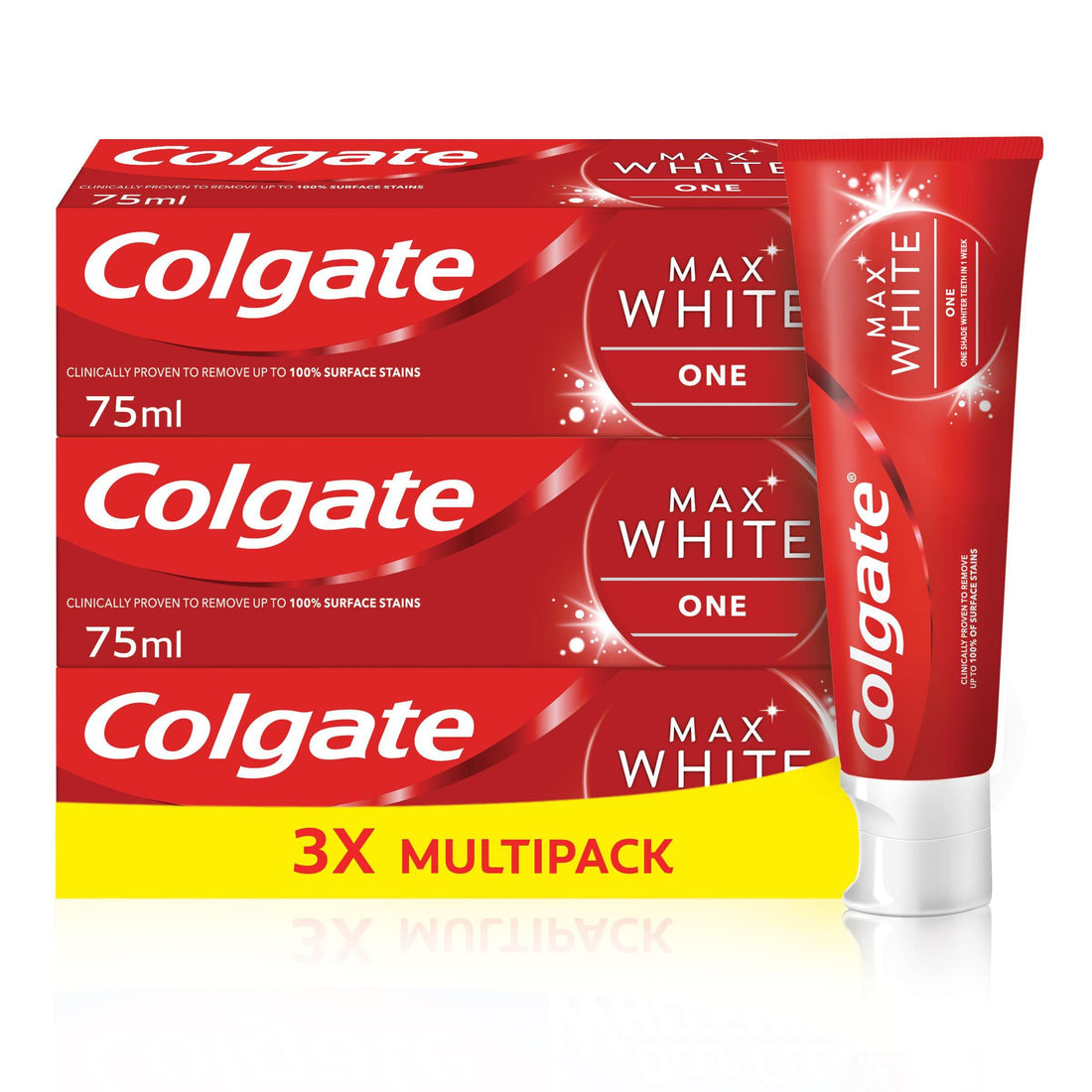 Colgate Max White Optic Toothpaste 4X75ml - Teeth Whitening Toothpaste - Clinically Proven Formula - Removes up to 100% of Surface Stains - Optic Brighteners Instantly Whiten Teeth