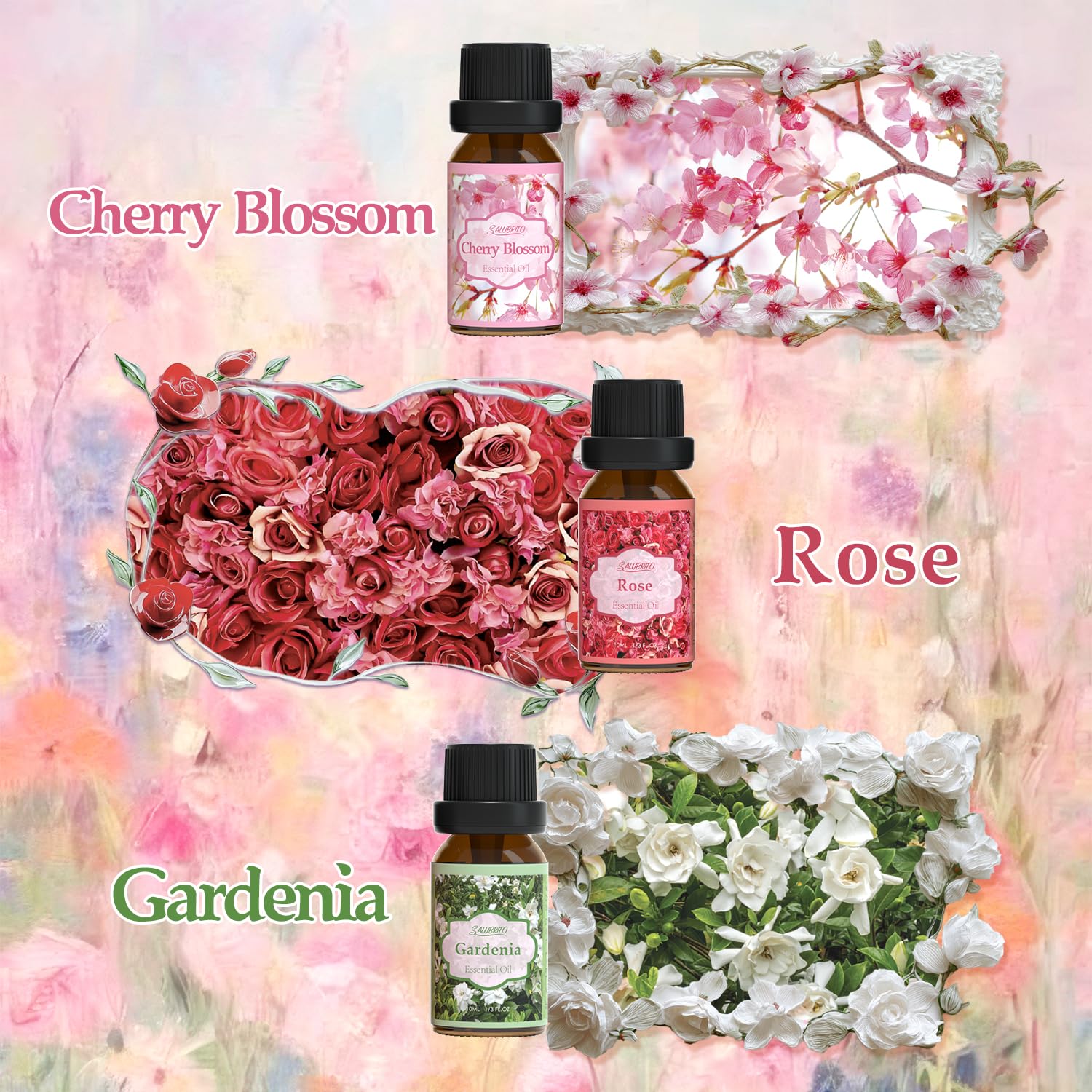 SALUBRITO Clean Essential Oils Set, Fresh Cotton, Clean Home, Fresh Linen, Soft Powder, Blossom Soap, Mint Scented Oils for for Diffuser, Candle, Soap Making