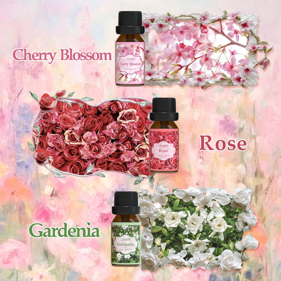 SALUBRITO Clean Essential Oils Set, Fresh Cotton, Clean Home, Fresh Linen, Soft Powder, Blossom Soap, Mint Scented Oils for for Diffuser, Candle, Soap Making