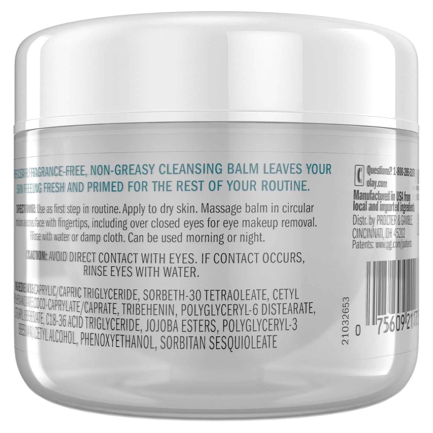 Olay Gentle Cleansing Balm Makeup Remover, Fragrance Free, 3.4 fl oz, Hydrating Face Cleanser Removes Makeup, Sunscreen and Oil