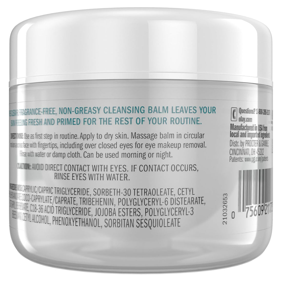 Olay Gentle Cleansing Balm Makeup Remover, Fragrance Free, 3.4 fl oz, Hydrating Face Cleanser Removes Makeup, Sunscreen and Oil