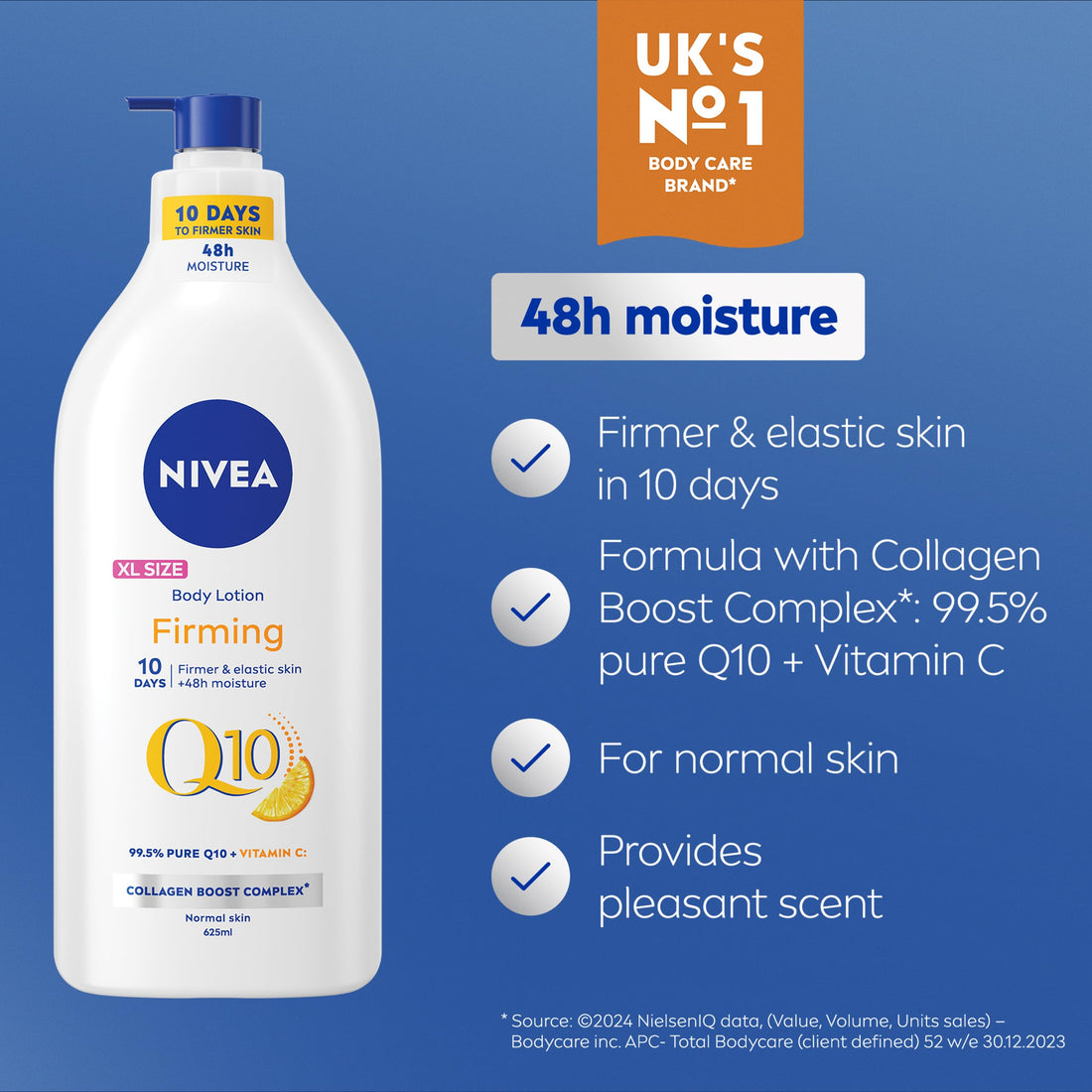 NIVEA Rich Nourishing Body Lotion (625ml), Rich 72H Hydration Moisturiser for Dry Skin Made with Deep Moisture Serum and Almond Oil, Extra Large NIVEA Body Lotion