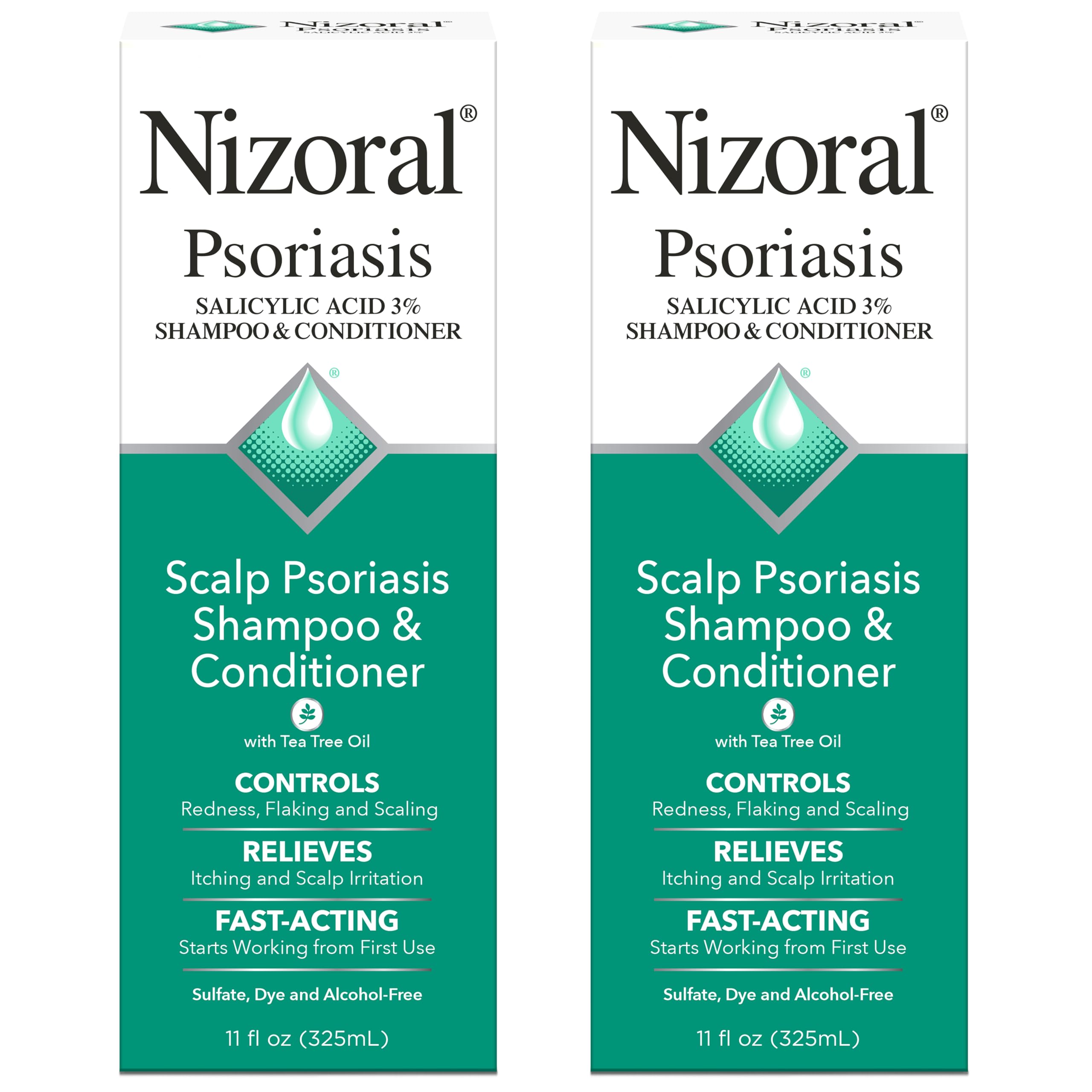Nizoral Psoriasis Shampoo & Conditioner, 11 Oz, Gentle Scalp Treatment, Relieves Itching and Flaking, Redness and Scaling Effective Scalp Psoriasis Shampoo with Salicylic Acid and Tea Tree Oil