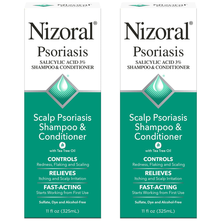 Nizoral Psoriasis Shampoo & Conditioner, 11 Oz, Gentle Scalp Treatment, Relieves Itching and Flaking, Redness and Scaling Effective Scalp Psoriasis Shampoo with Salicylic Acid and Tea Tree Oil