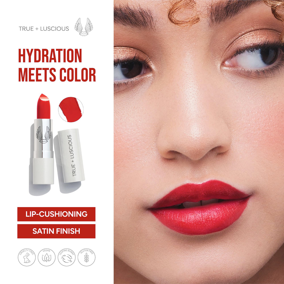 True + Luscious Super Moisture Lipstick | Sheer Cream Lip Color for Lasting Hydration | Hyaluronic Acid Konjac Root Powder | Vegan Cruelty-Free Gluten-Free Flatters All Skin Tones | Pink Sugar