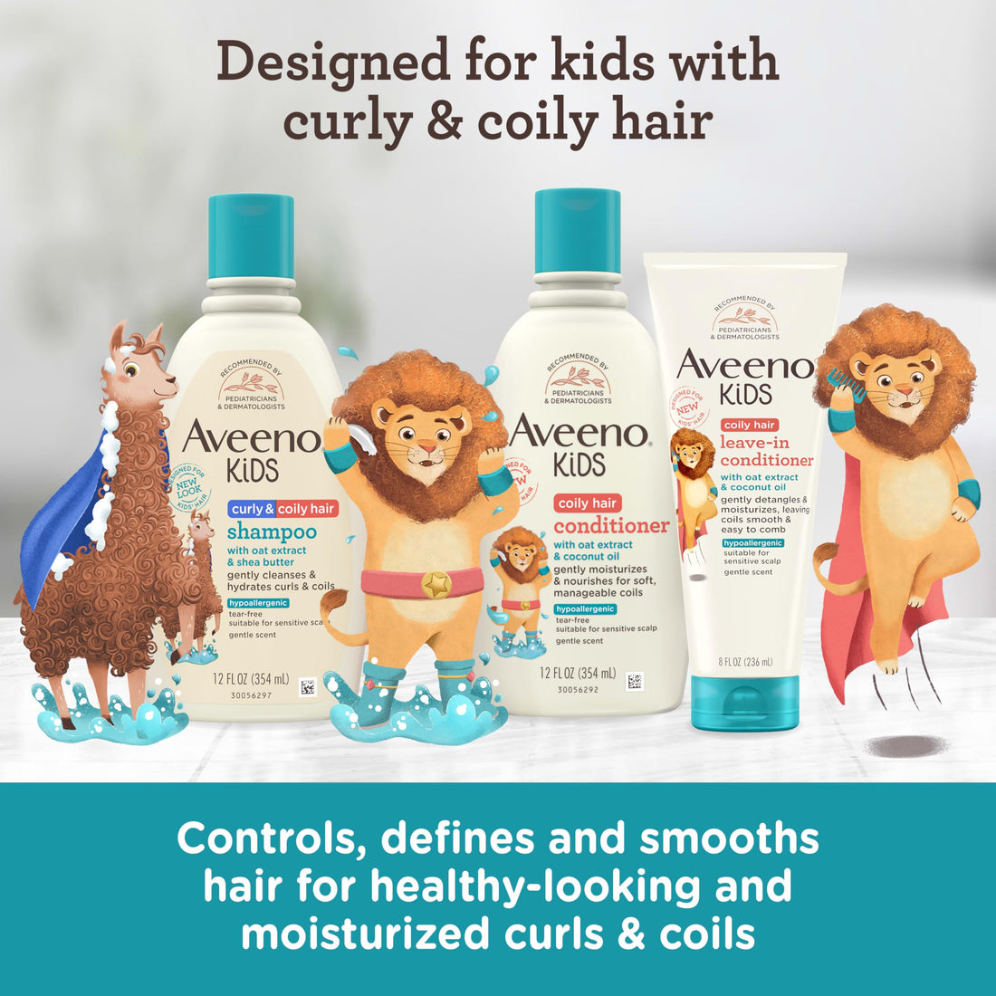 Aveeno Kids Coily Hair Conditioner with Oat Extract & Coconut Oil, Coily Hair Conditioner for Toddlers Detangles & Moisturizes Coils for Healthy-Looking Hair, Hypoallergenic, 12 fl. oz Halalzen
