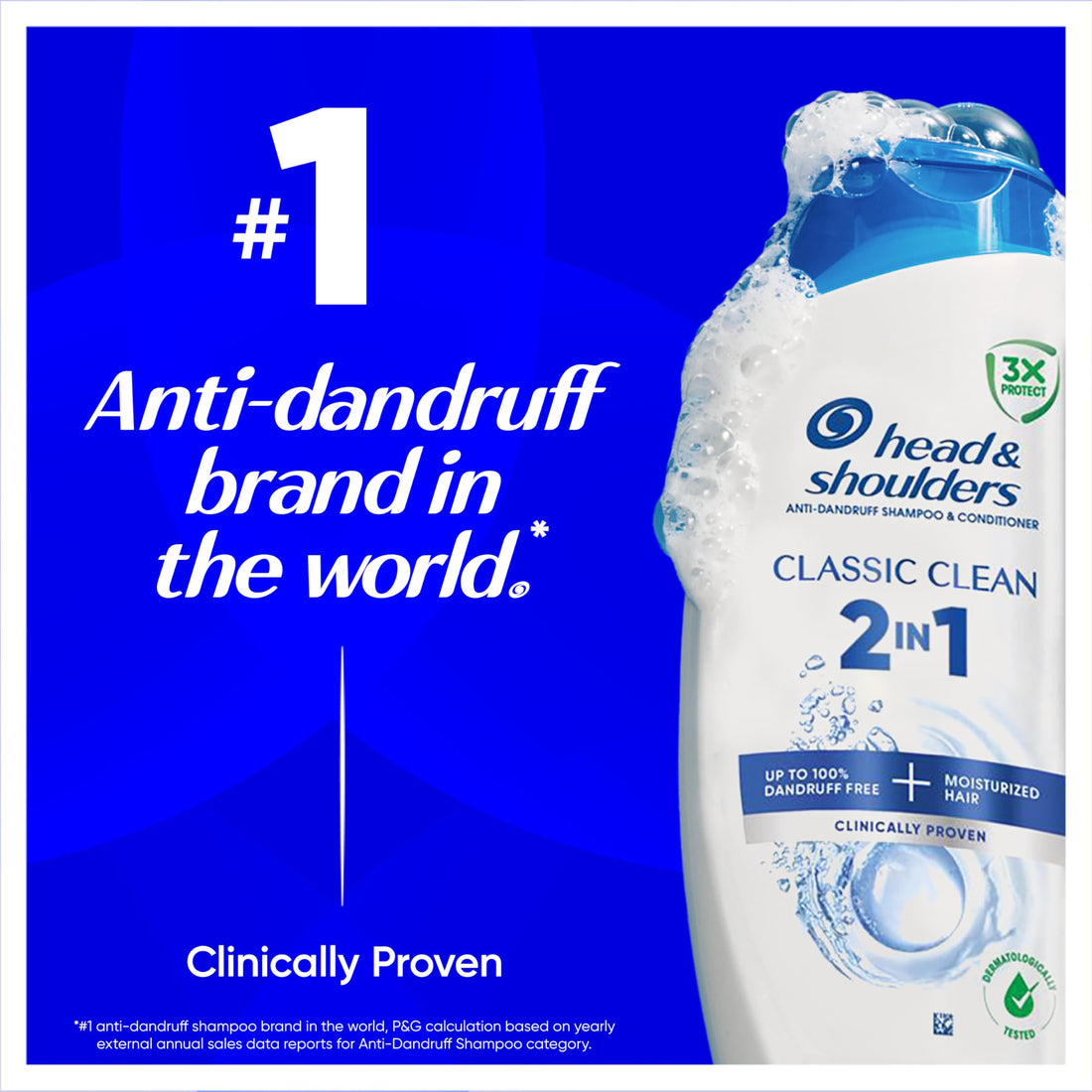Head & Shoulders Classic Clean 2in1 Anti-Dandruff Shampoo and Conditioner 625ml. Works against Dandruff, Oil and Itch from the 1st Wash. Dandruff Free + Moisturised Hair. For All Hair Types Halalzen