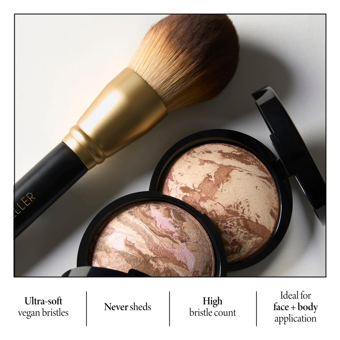 LAURA GELLER NEW YORK Retractable Black Kabuki Brush for Liquid, Cream and Powder Face Makeup With Aluminum Handle Halalzen