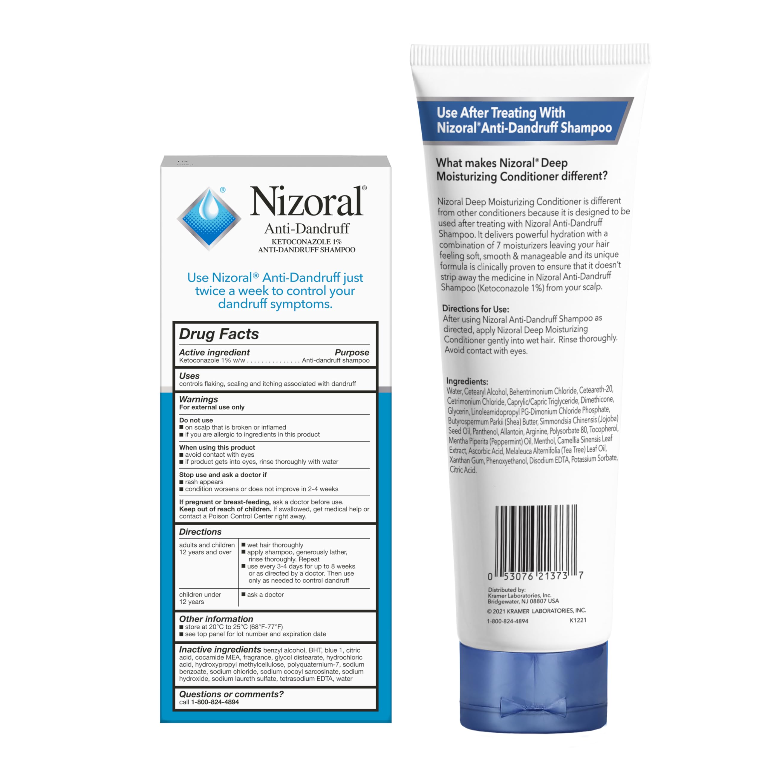 Nizoral Anti-Dandruff Shampoo, 14 Oz + Deep Moisturizing Conditioner, 9.4 Oz Bundle