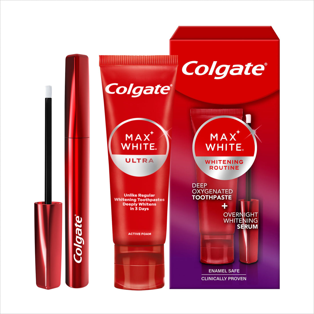 Colgate Max White Ultra+ Enamel Toothpaste 75ml, Whitens Deep Stains for 5X Whiter Teeth, ActiveShine Technology Smoothes Enamel Surface to Reflect Light, Protects and Remineralises Enamel