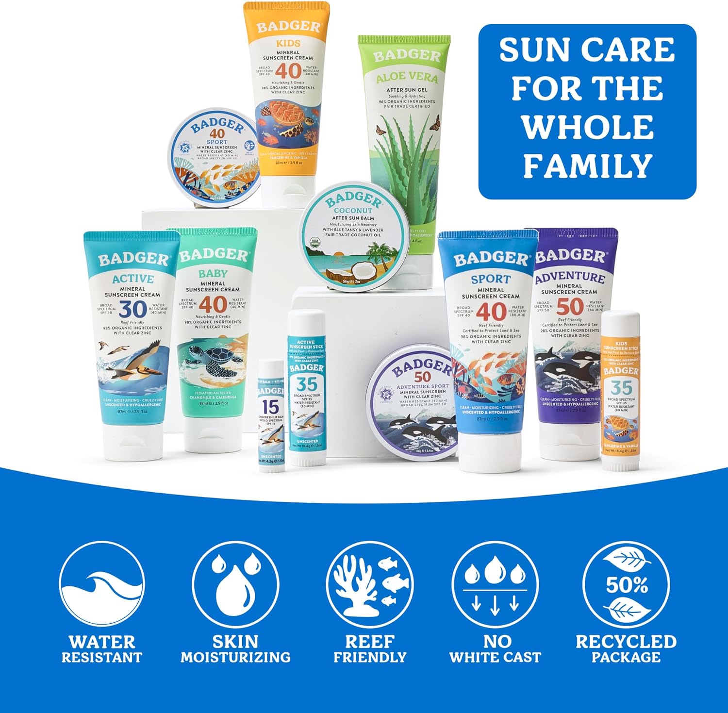 Badger Company, Clear Zinc Sunscreen Cream, SPF40, Unscented, 2.9 fl oz (87 ml)