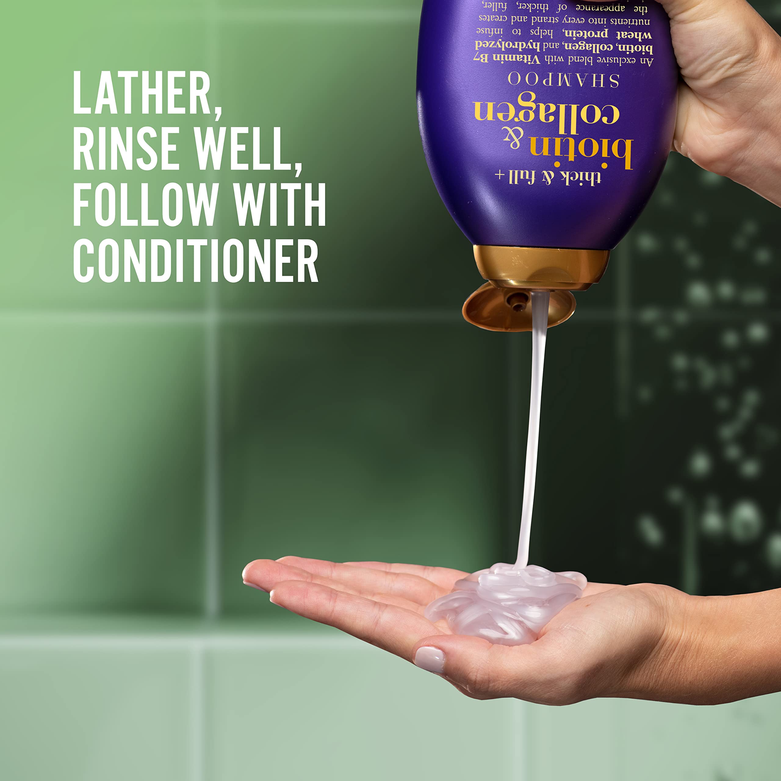 OGX Biotin and Collagen Volumising Hair Shampoo, Thick and Full, with Vitamin B7 Biotin, and Collagen, for Fine Hair, Sulfate Free Surfactants, 385ml