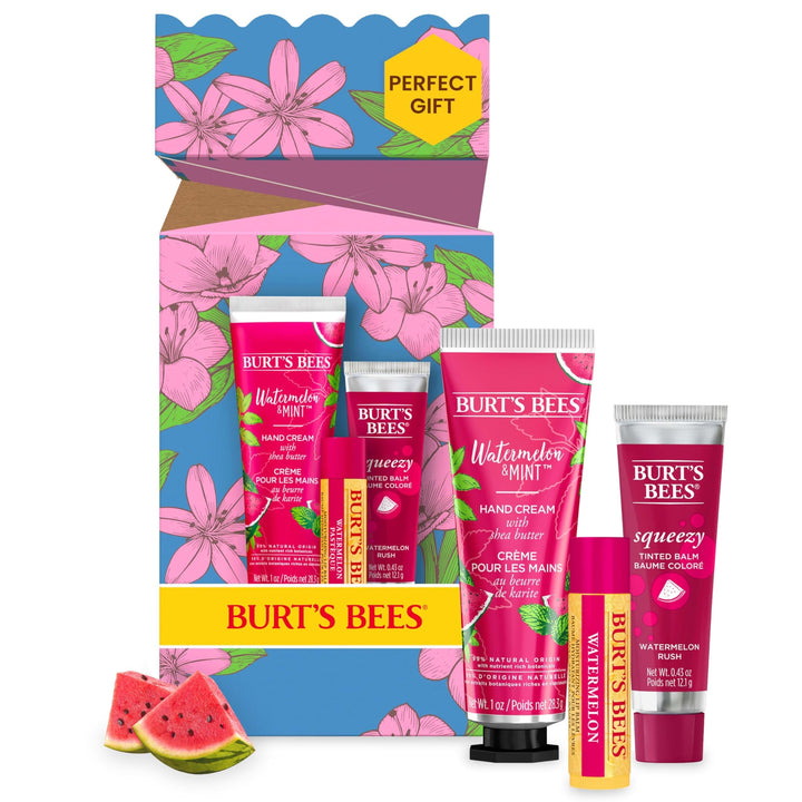 Burt's Bees Lip Balm Gift Set, Beeswax, Strawberry, Tropical Pineapple, Dragonfruit Lemon, In Full Bloom, 4x4.25g