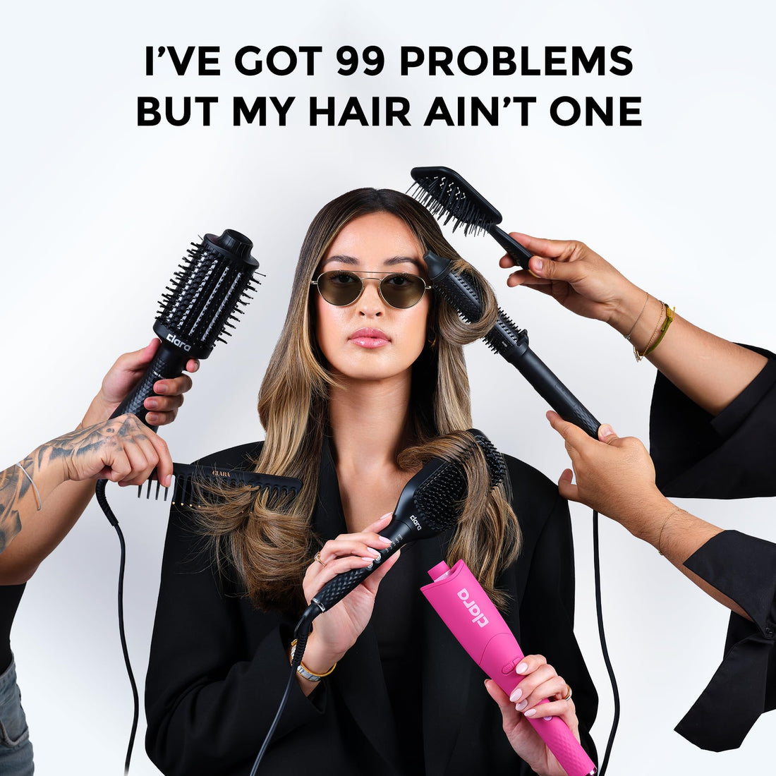 Clara Anti-Frizz Ionic Slim Hot Brush 32mm Thermal Heated Round Hair Styling Brush with 5.5mm Bristles, Triple Heat Settings, 3-in-1 Blowout, Wave & Smooth Finish Styling Tool – Black Halalzen