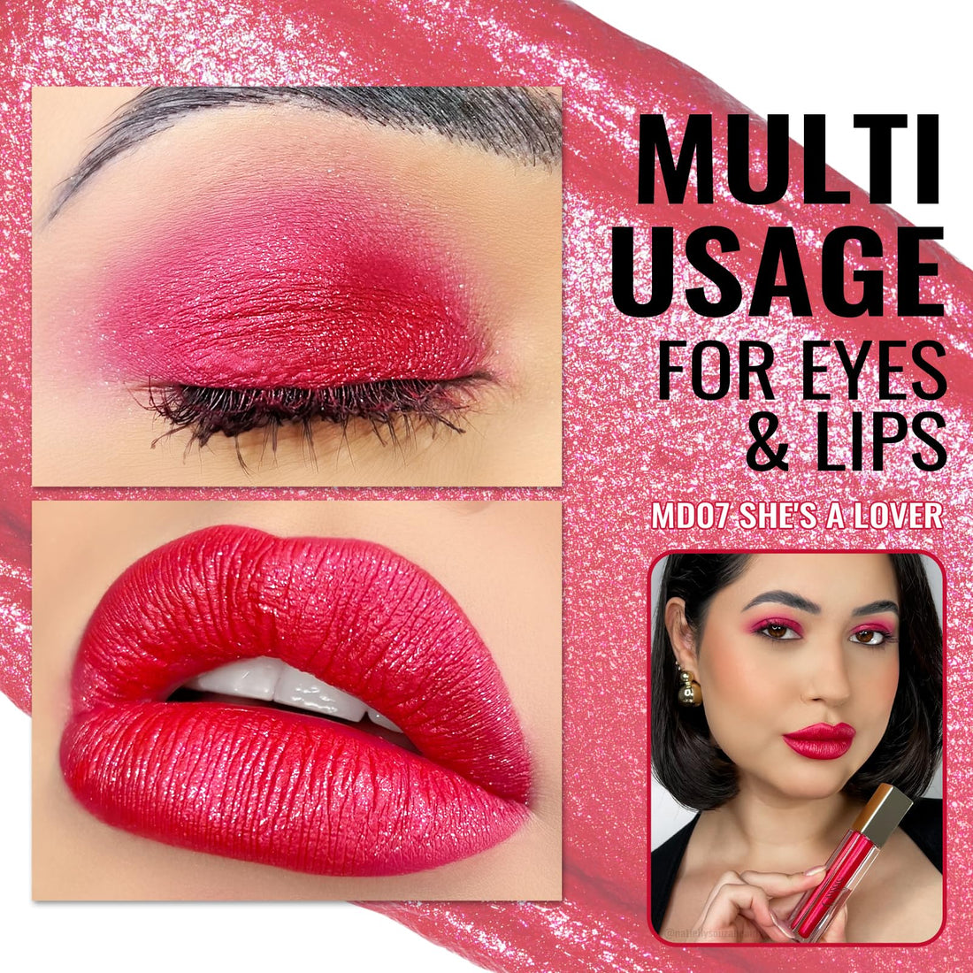 Oulac Metallic Diamond Shine Liquid Lip Gloss - Glitter Glossy for Lip & Eye, Long Lasting 24H + & Waterproof, Lightweight Lip Stain, 3D Metallic Finish, No Transfer, Vegan, 4.5ml,MD05 Loose Control Halalzen