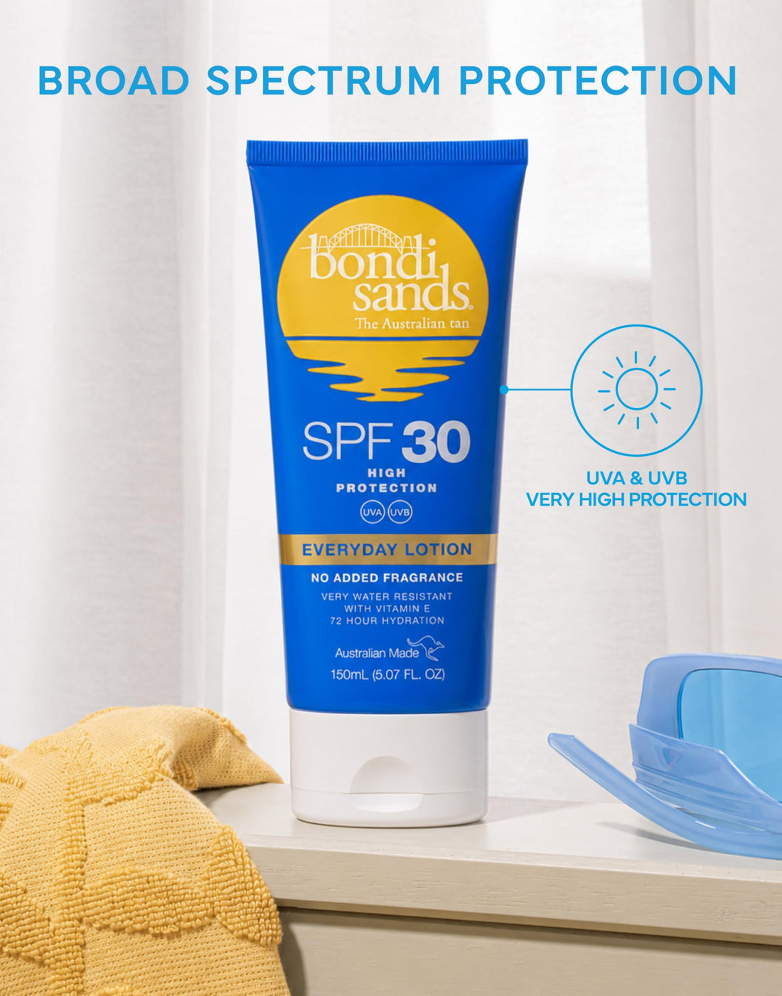 Bondi Sands Fragrance Free Sunscreen Lotion SPF 50+ | Non-Greasy Broad-Spectrum Formula Moisturises, Soothes, and Protects Skin, Water Resistant Up To 4 Hours + Cruelty Free | 150 mL/5.07 Oz